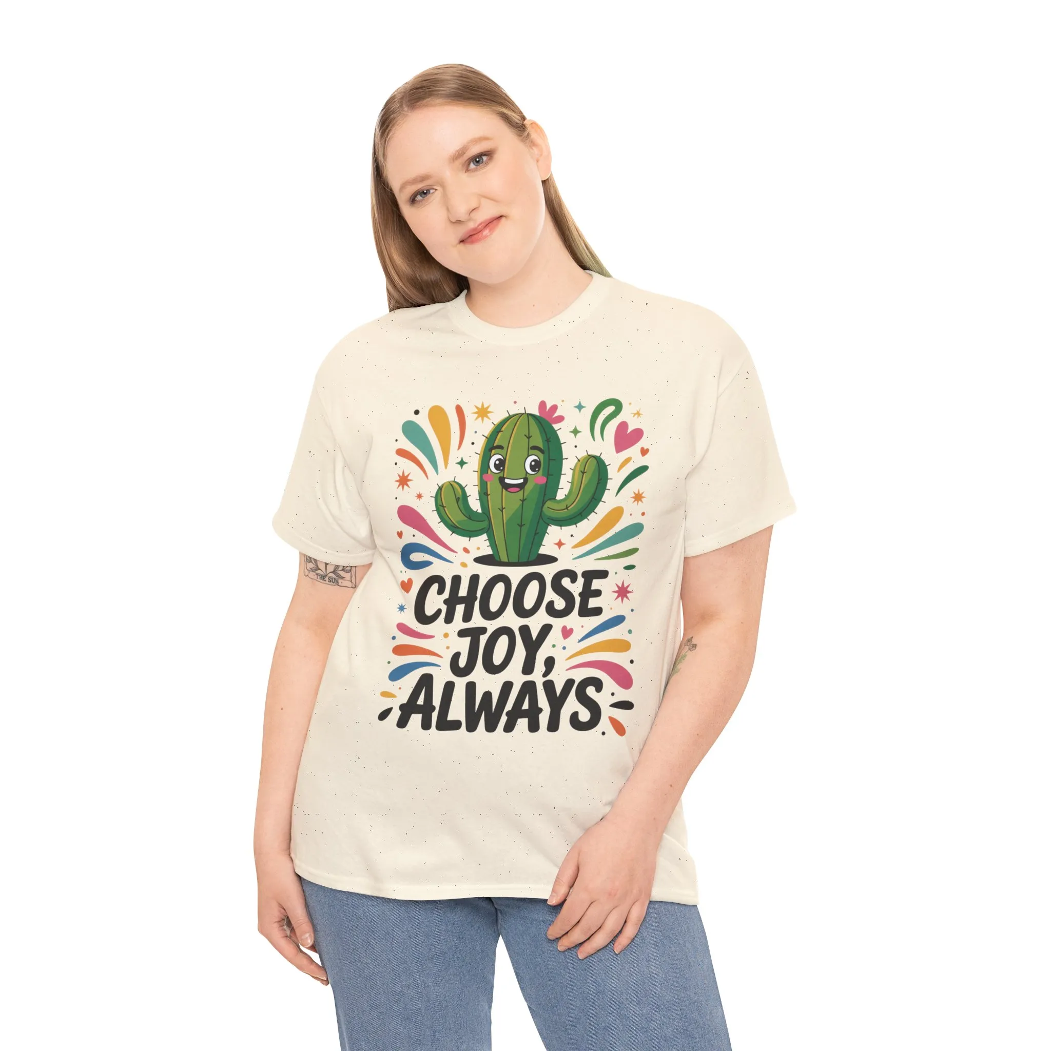 Choose Joy Always Cactus Women's Tee, Women's Casual T-Shirt, Happy Vibes Apparel, Positive Quote Shirt, Joyful Statement Tee - Image 11