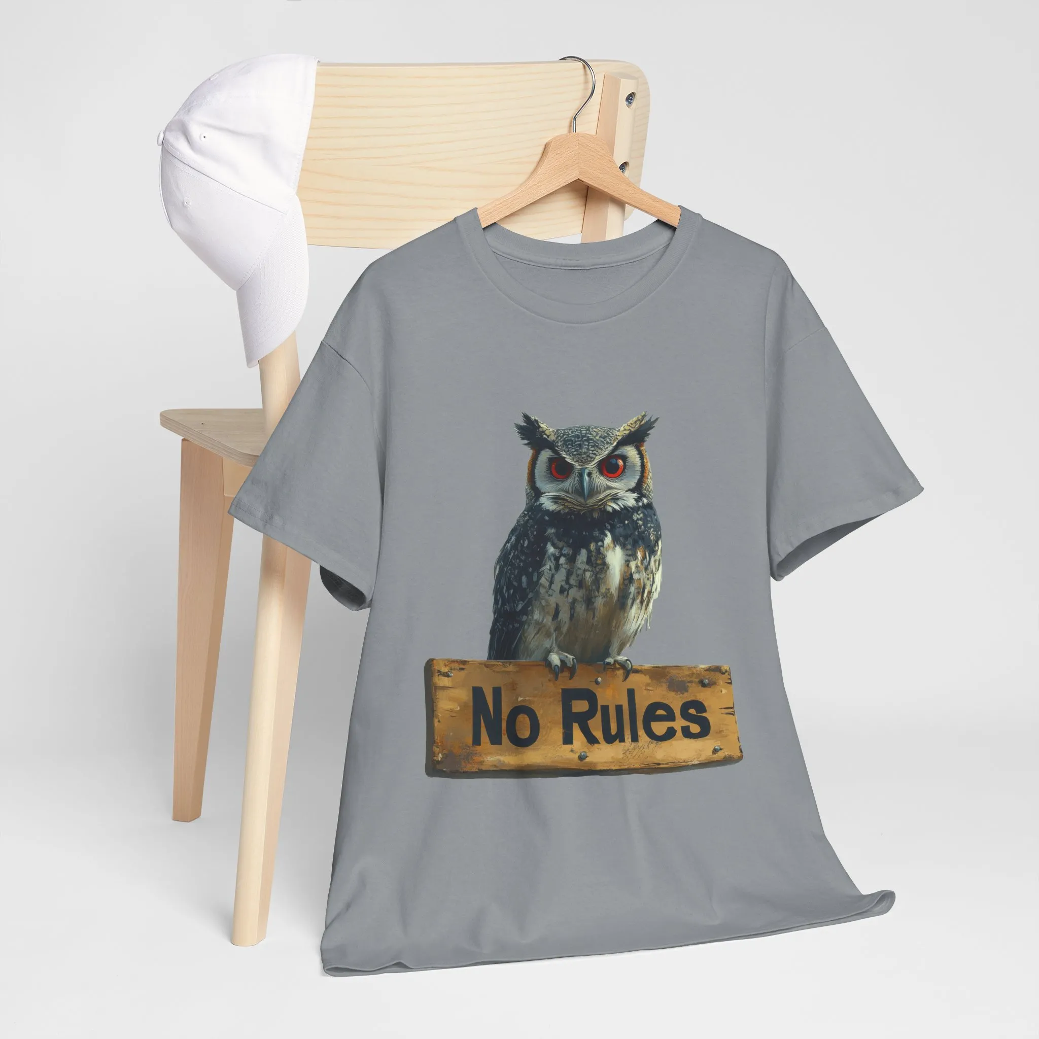 No Rules Owl Graphic T-Shirt, Unisex Heavy Cotton Tee, Funny Animal Shirt, Rebellious Bird Tee Gift for Him or Her - Image 23