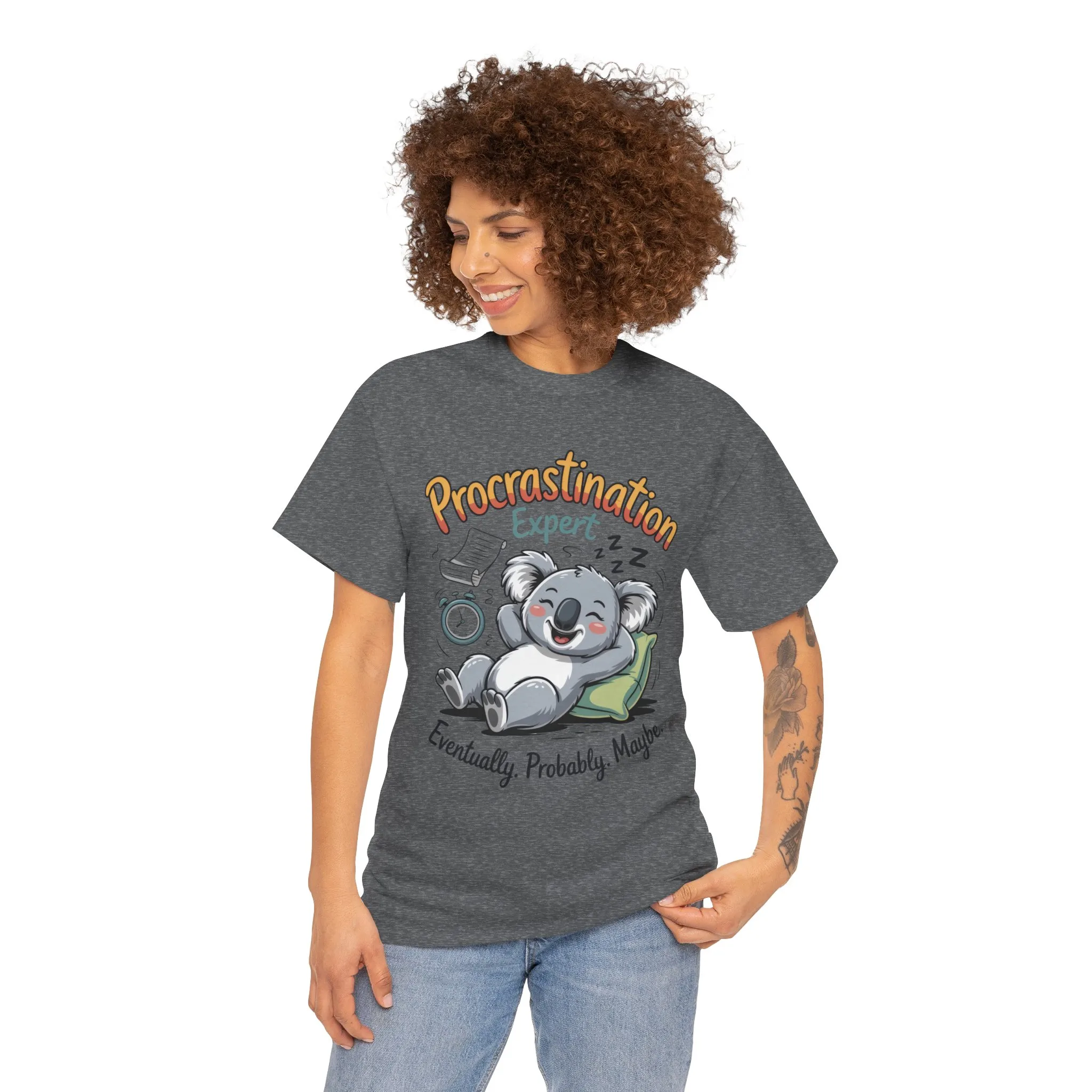 Procrastination Expert Cotton Tee, Funny T-Shirt, Cute Koala Design, Gift for Students, Relaxed Fit Shirt, Gift for Animal Lovers - Image 14