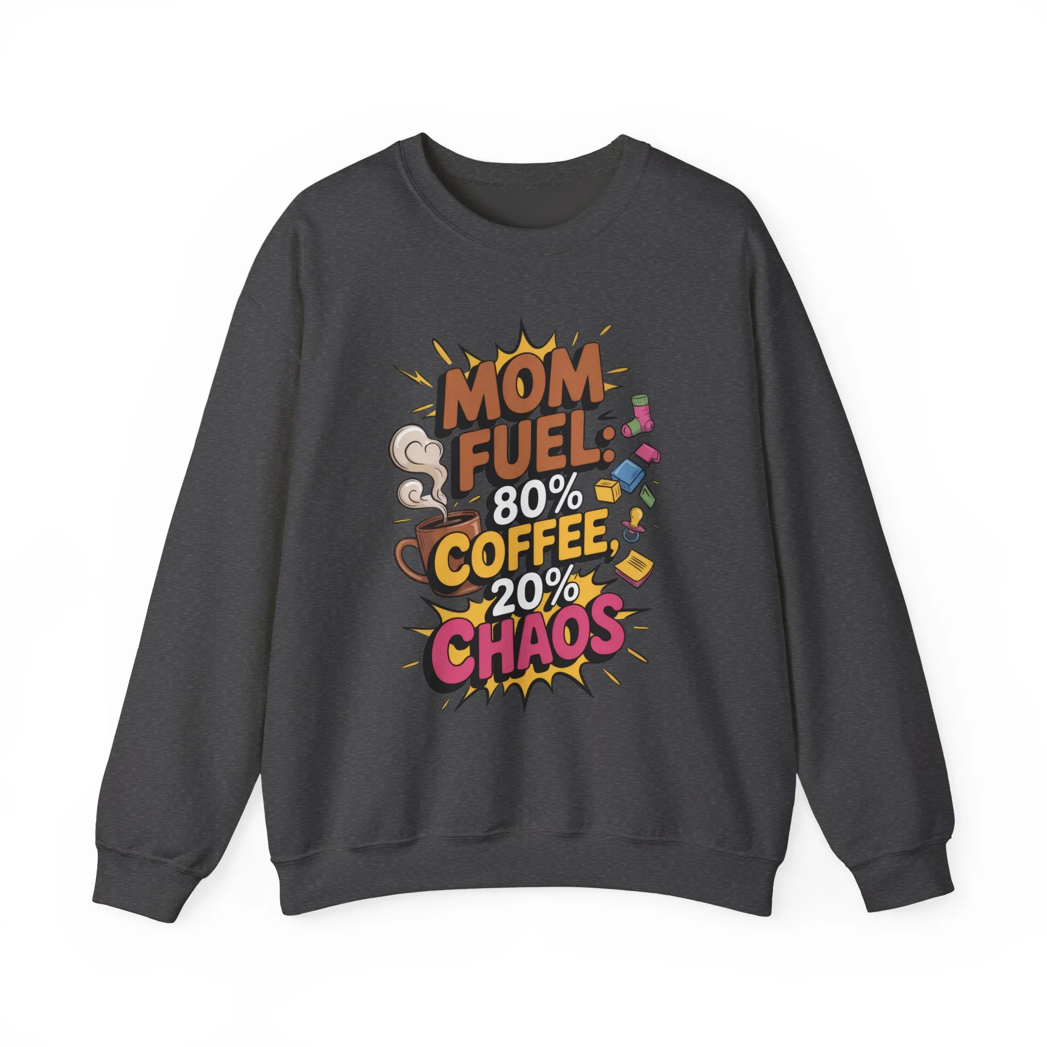 Funny Mom Fuel Sweatshirt, Perfect Gift for Moms, Chaos & Caffeine, Mother's Day Apparel, Funny Tired Mom Life Sweatshirt, Coffee Loving Mom - Image 10