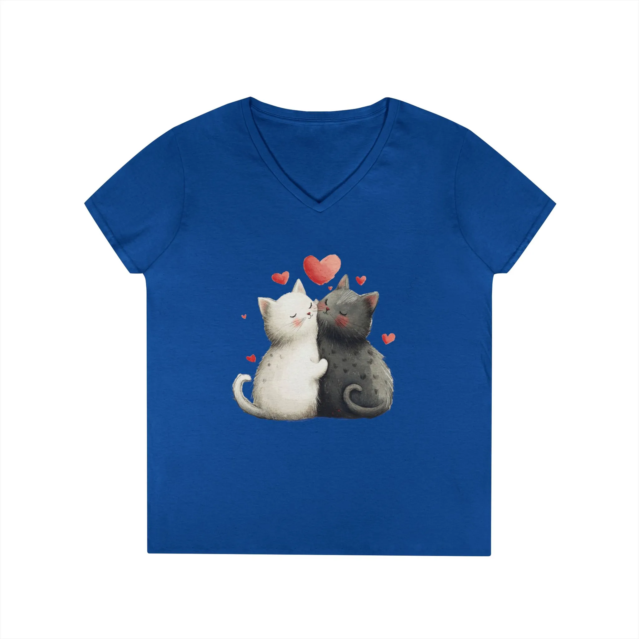 Cute Cat Love V-Neck T-Shirt, Animal Lover Gift, Valentine's Day Shirt, Cat Mom Gift, Cute Graphic Tee - Image 10