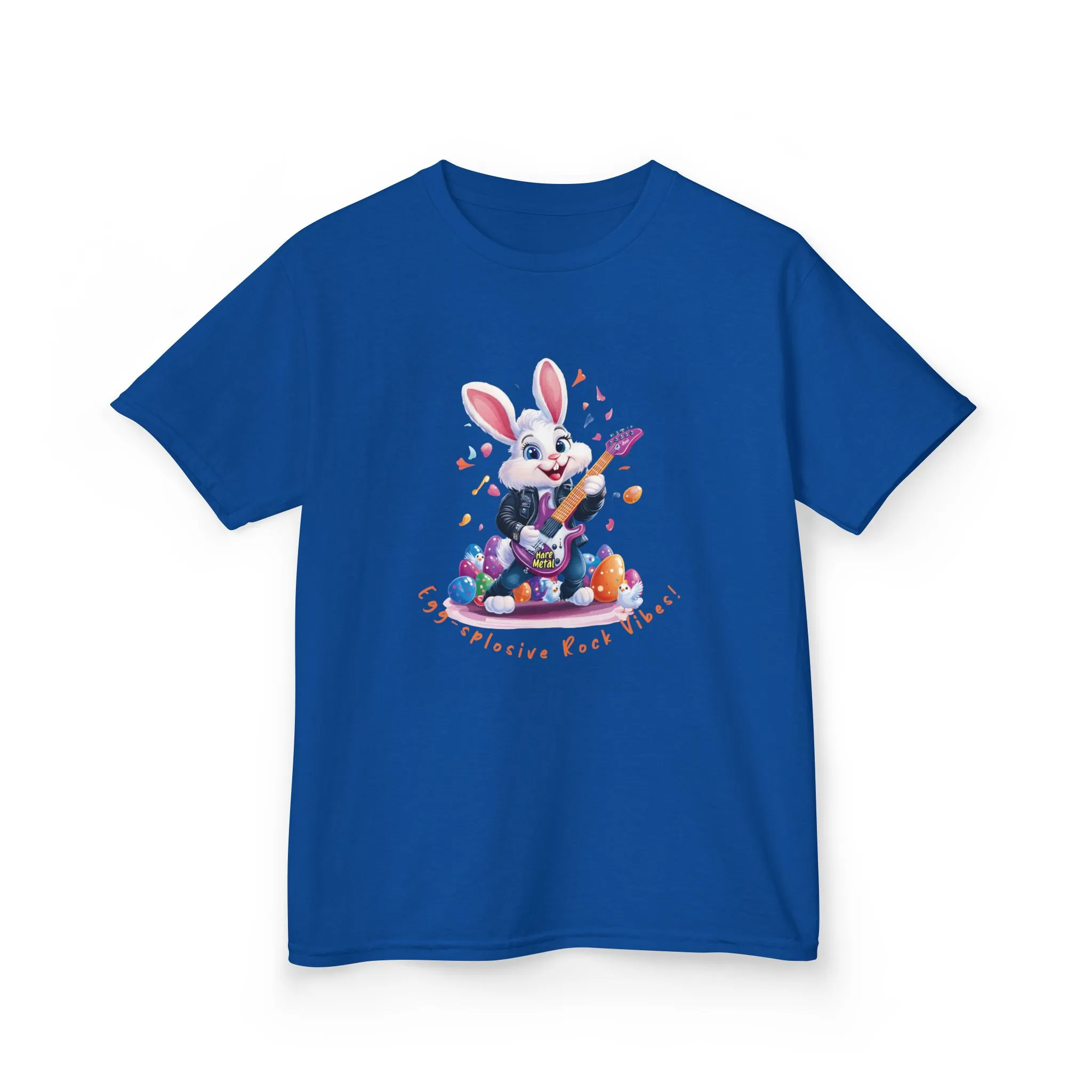 Explosive Rock Vibes Kids Tee - Fun Bunny Graphic T-Shirt for Young Rockstars, Gift for Easter, Rock Star Easter Bunny - Image 15