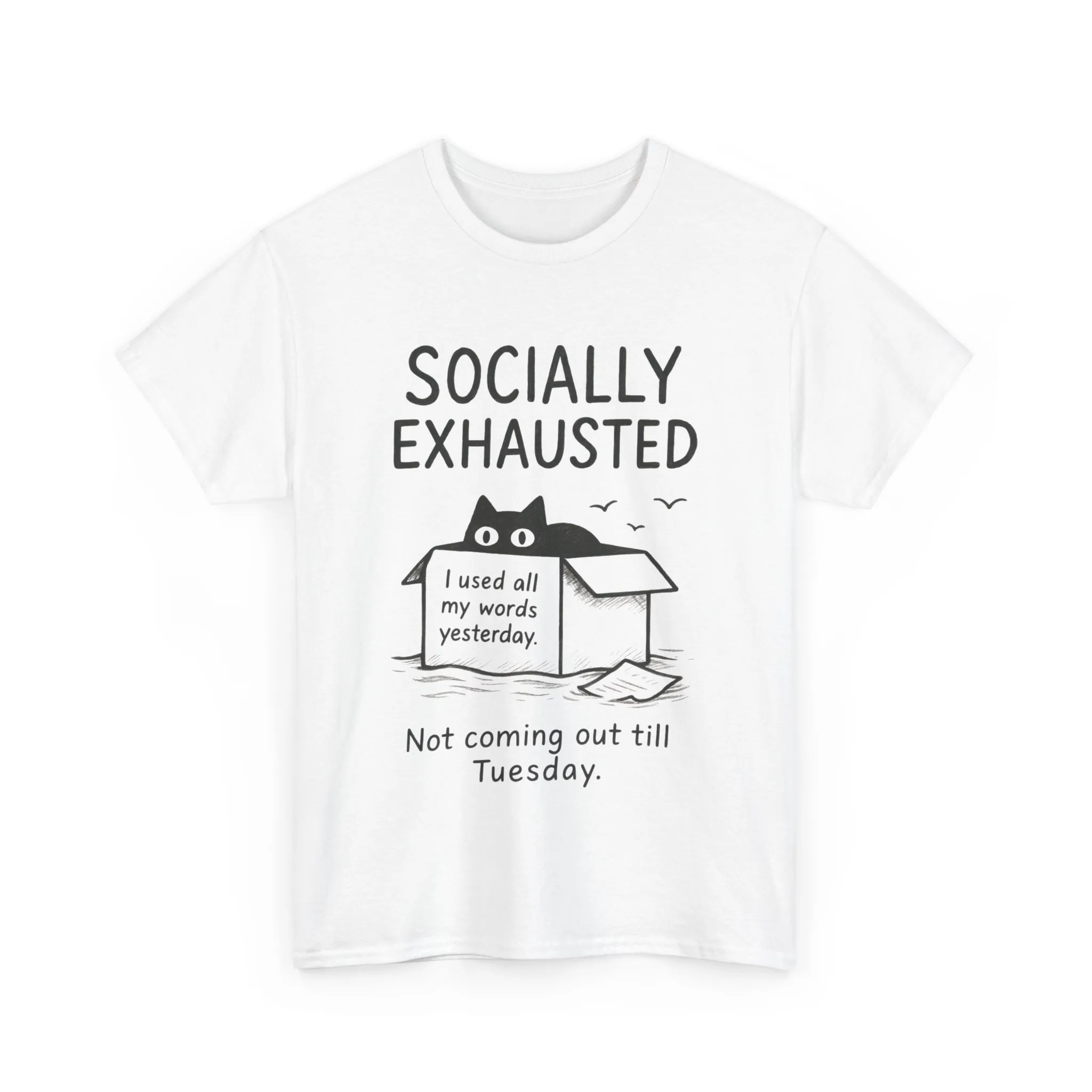 Socially Exhausted Tee, Perfect for Introverts, Gift for Shy Friends, Anxiety Relief Shirt, Funny Quote T-Shirt, Casual Wear, Unisex T-Shirt - Image 4