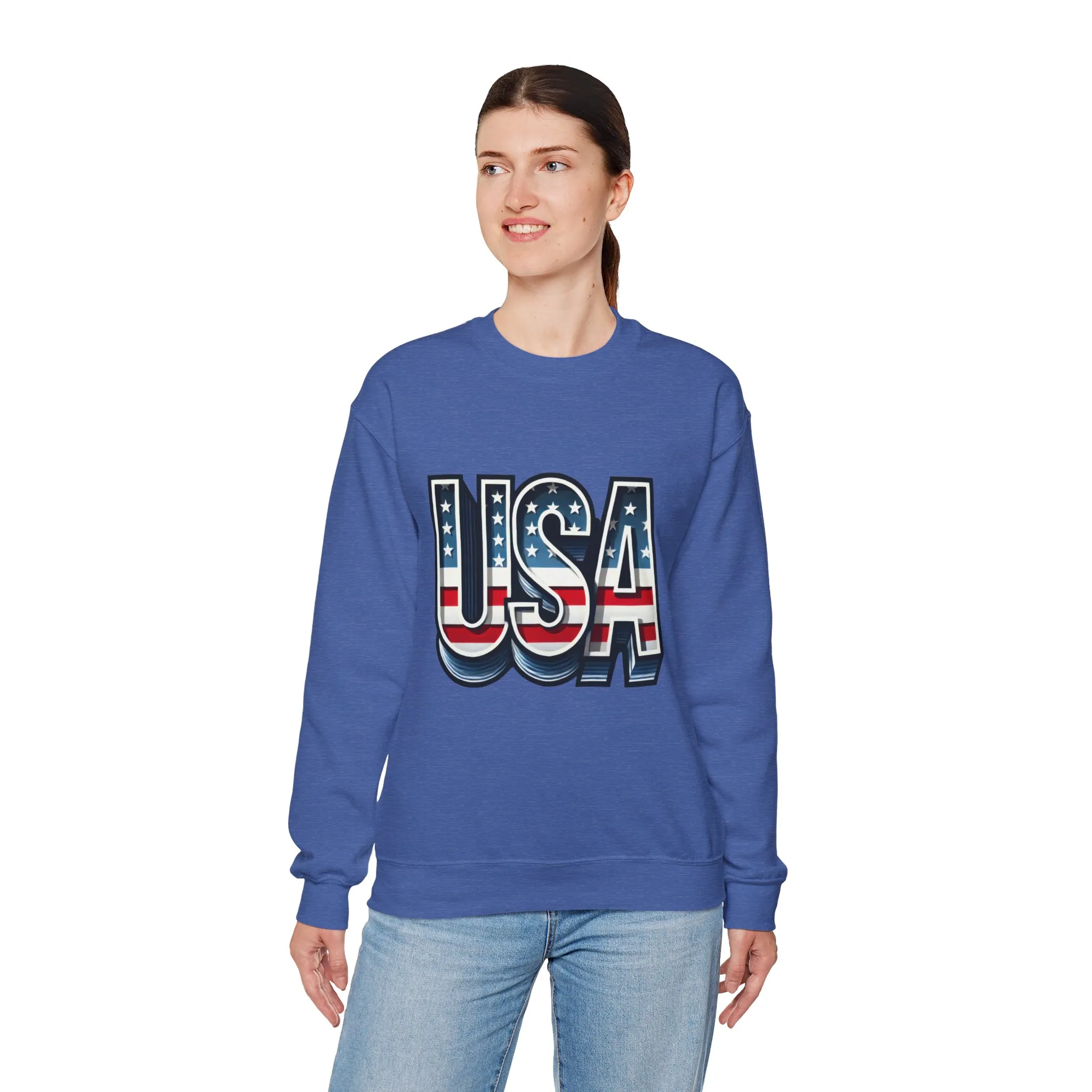USA Patriotic Crewneck Sweatshirt for All Seasons, Cozy Sweatshirt for Independence Day, Casual Wear, Gift for Friends and Family - Image 3