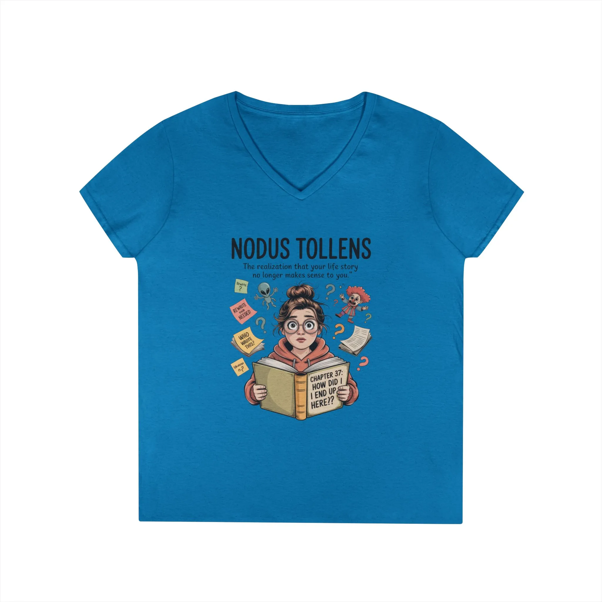 Nodus Tollens V-Neck T-Shirt, Women's Heavy Cotton Shirt, Latin Words, Moods & Modes, Self-Awareness, Quirky Humor Shirt - Image 10