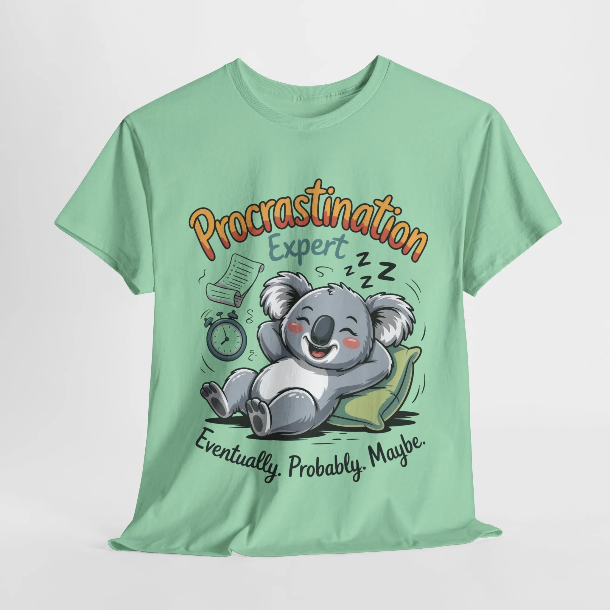 Procrastination Expert Cotton Tee, Funny T-Shirt, Cute Koala Design, Gift for Students, Relaxed Fit Shirt, Gift for Animal Lovers - Image 3