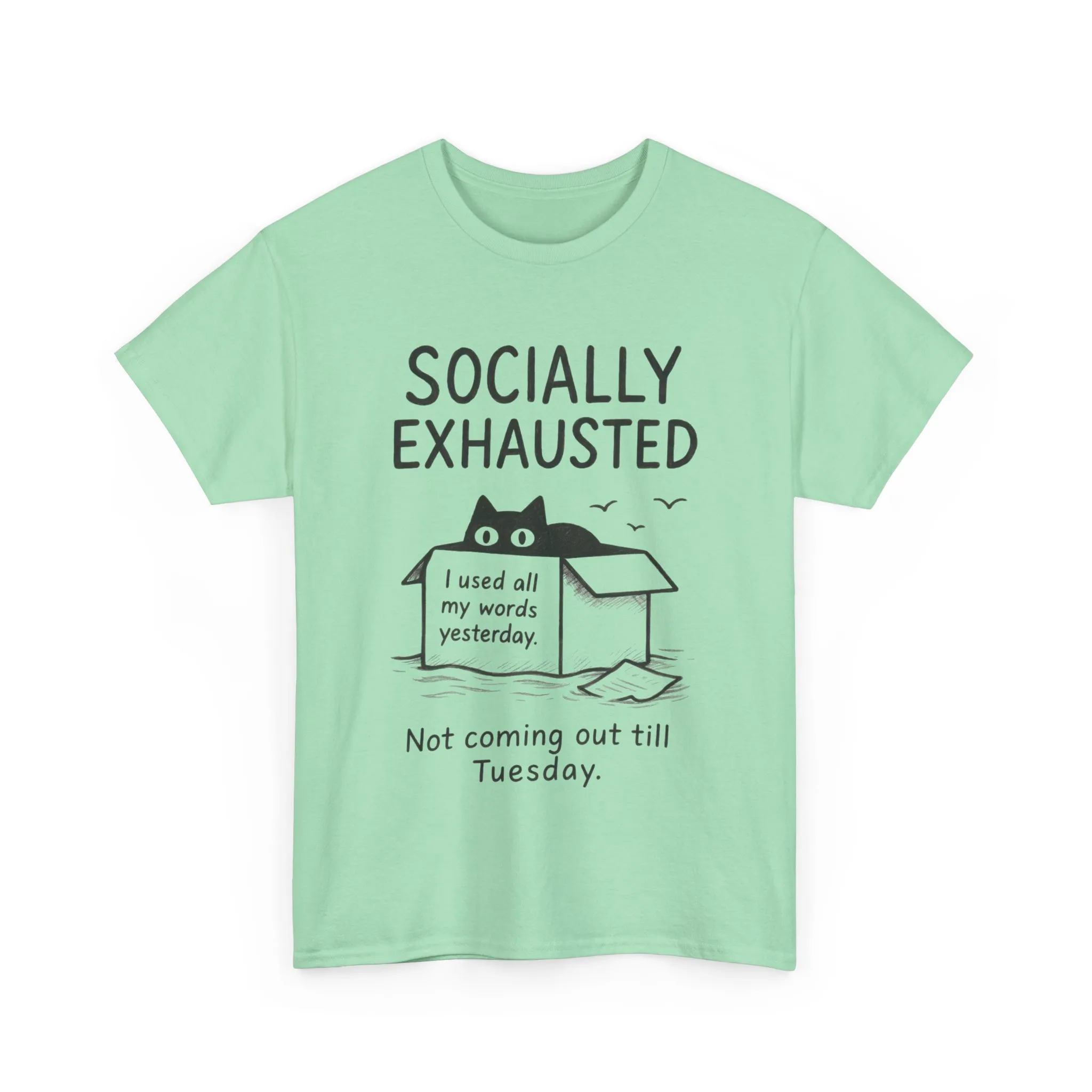 Socially Exhausted Tee, Perfect for Introverts, Gift for Shy Friends, Anxiety Relief Shirt, Funny Quote T-Shirt, Casual Wear, Unisex T-Shirt - Image 20