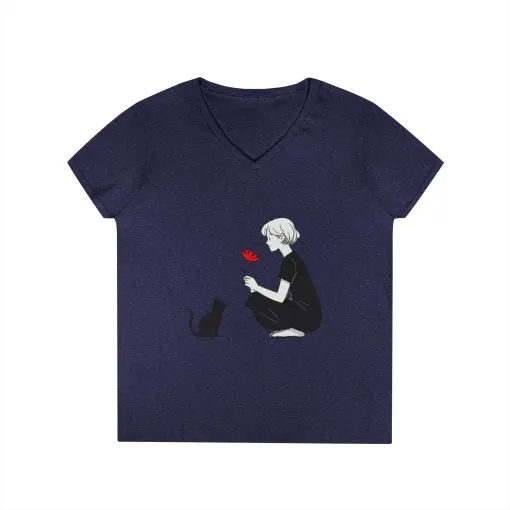 Cat Lover's V-Neck T-Shirt - Cute Graphic Tee for Pet Owners, Gifts for Cat Lovers, Animal Lover Apparel, Valentine's Day, Cat Love - Image 12
