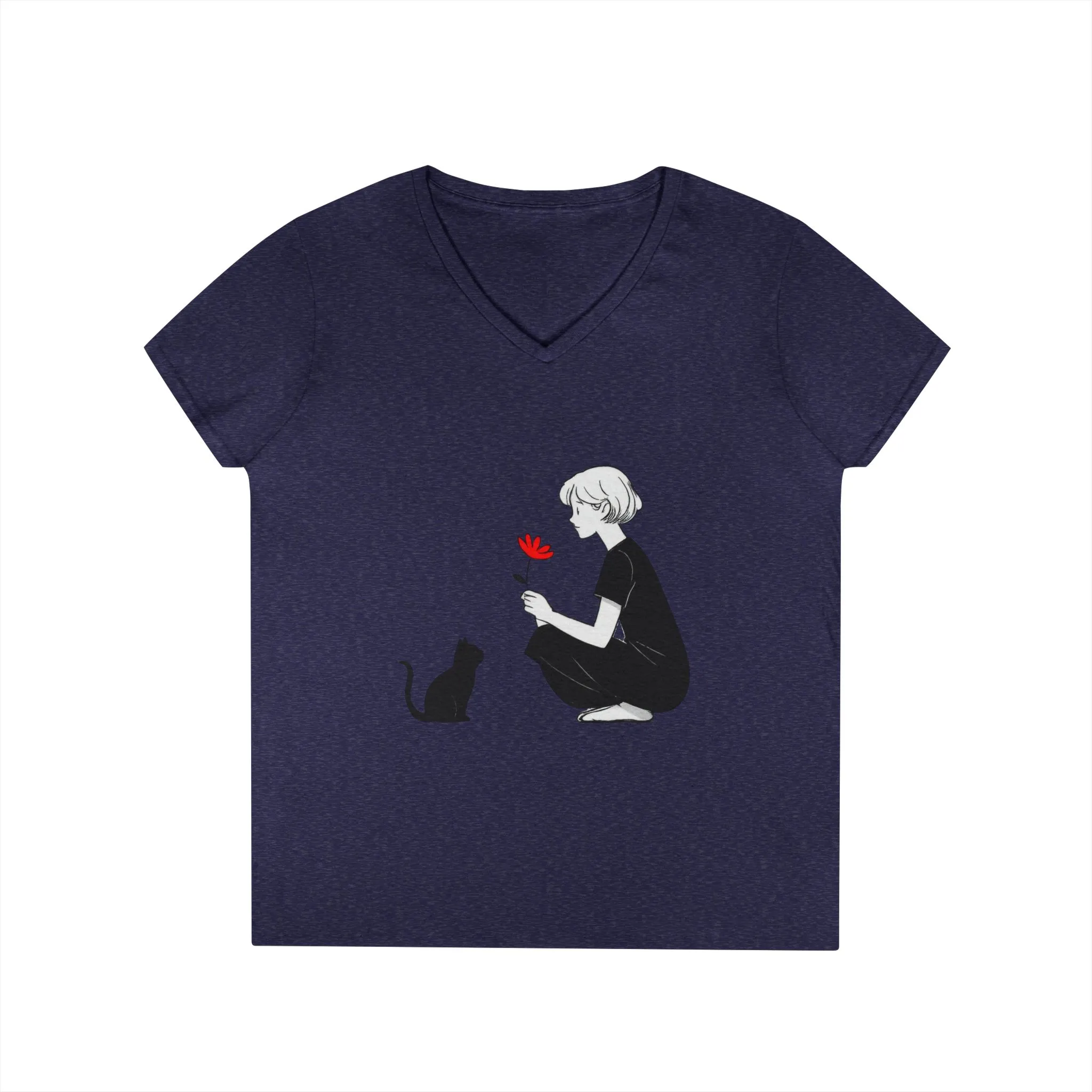 Cat Lover's V-Neck T-Shirt - Cute Graphic Tee for Pet Owners, Gifts for Cat Lovers, Animal Lover Apparel, Valentine's Day, Cat Love - Image 12