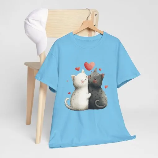 Cute Cat Love T-Shirt, Adorable Feline Couple Tee, Gift for Cat Lovers, Valentine's Day Shirt, Cozy Everyday Wear, Cat Mom T-Shirt - Image 15