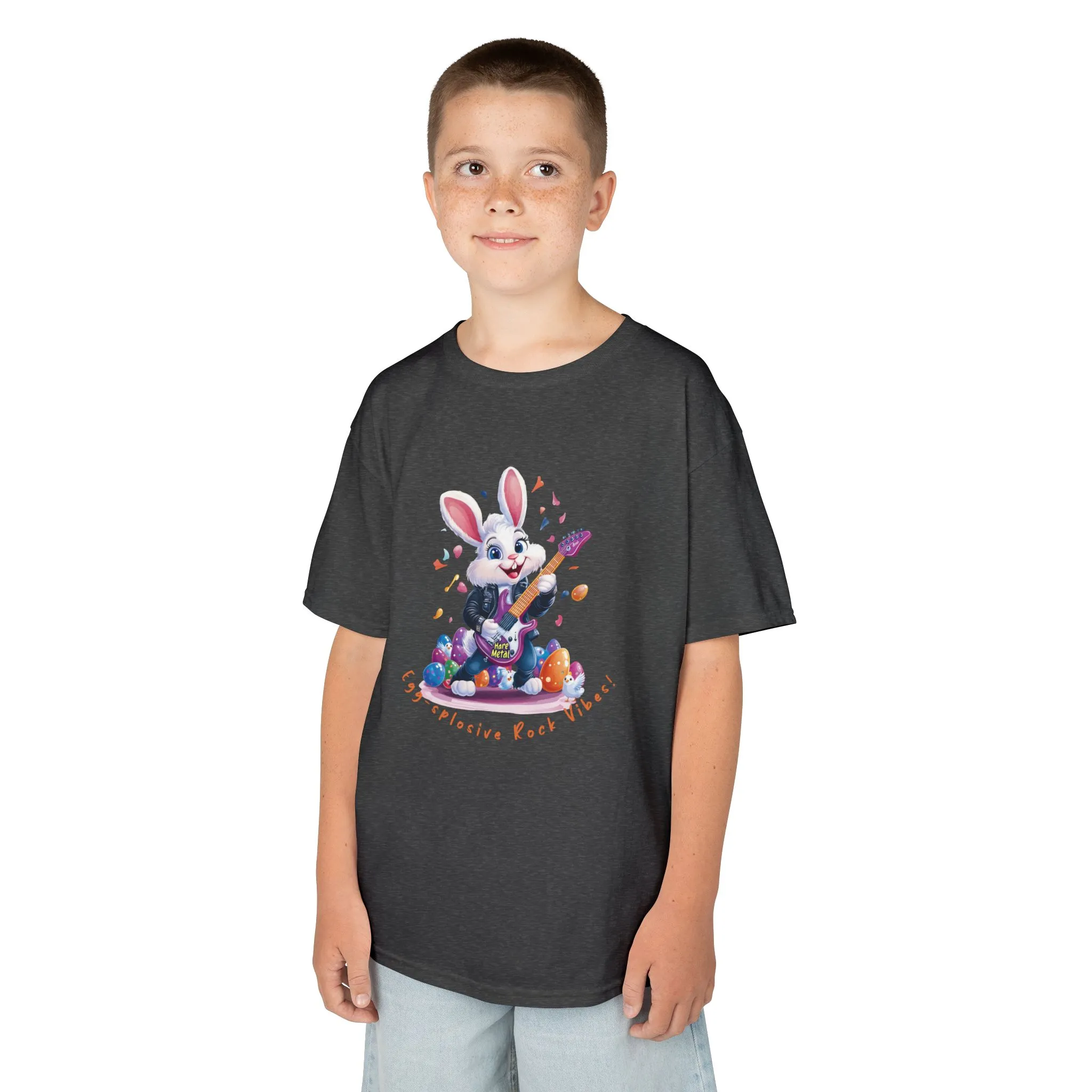 Explosive Rock Vibes Kids Tee - Fun Bunny Graphic T-Shirt for Young Rockstars, Gift for Easter, Rock Star Easter Bunny - Image 8