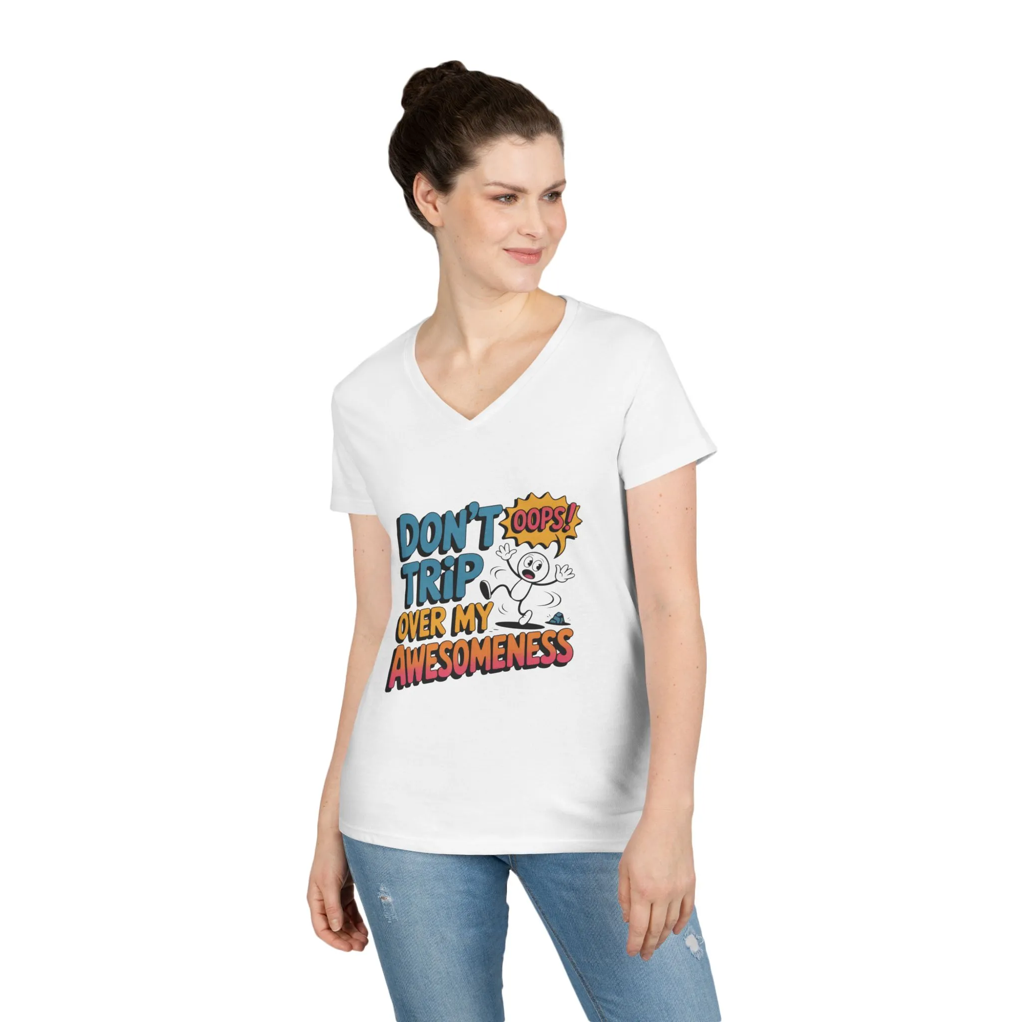 Funny Ladies' V-Neck T-Shirt, Don't Trip Over My Awesomeness Tee, Casual Wear, Gift for Her, Funny T-Shirt, Humor Tee, young girl t-shirt - Image 6