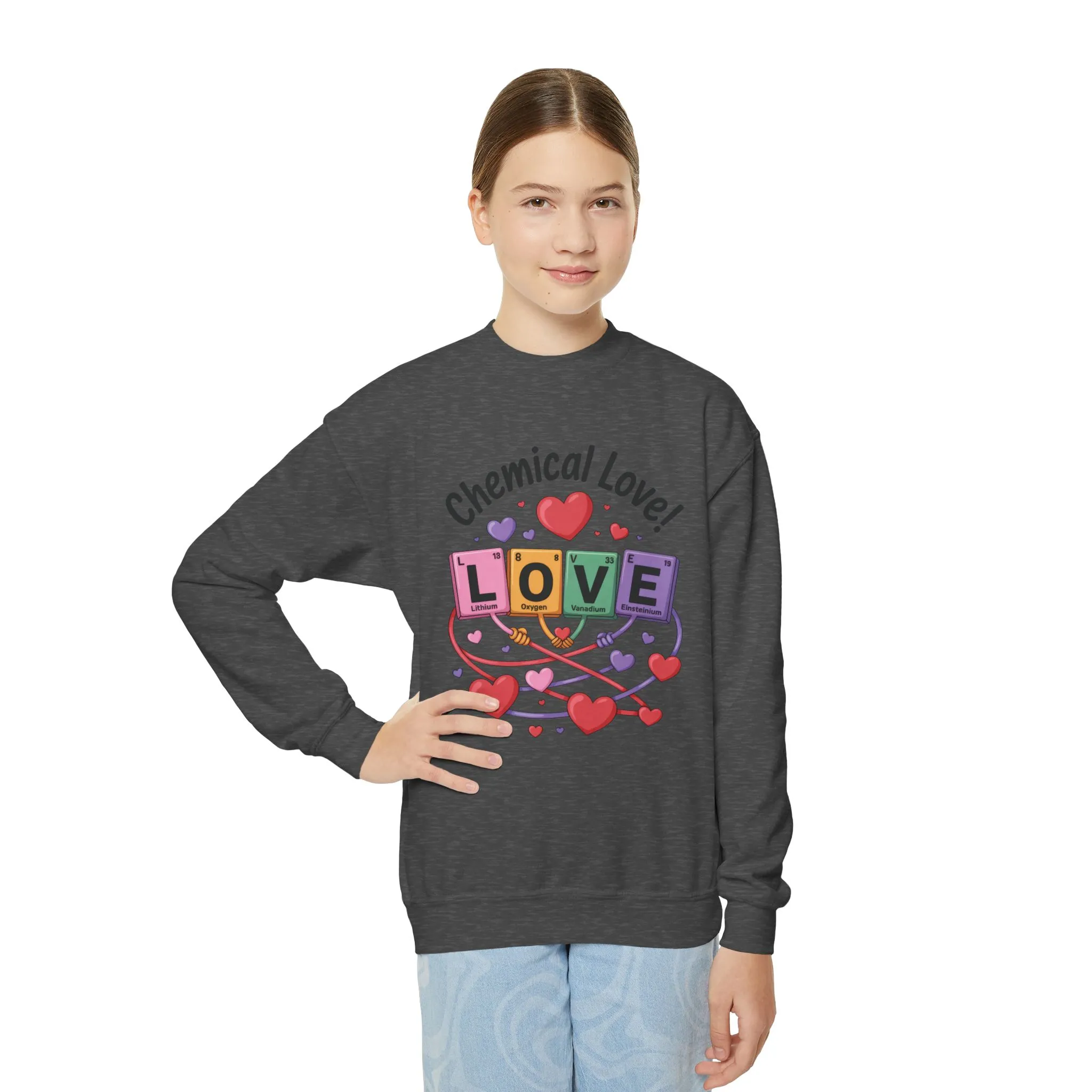 Chemical Love Youth Sweatshirt, Cute Crewneck, Trendy Teen Apparel, Cozy Casual Style, Valentine's Day Gift For Girl, Birthday - Image 6