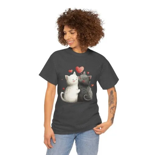 Cute Cat Love T-Shirt, Adorable Feline Couple Tee, Gift for Cat Lovers, Valentine's Day Shirt, Cozy Everyday Wear, Cat Mom T-Shirt - Image 11