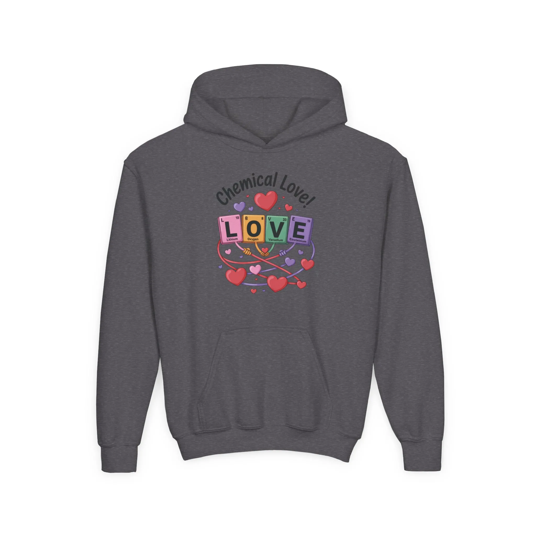 Youth Heavy Blend Hooded Sweatshirt, Chemical Love Design, Cozy Gift for Teens, Valentine's Day Gift For Girl, Birthday, Everyday Comfort - Image 5