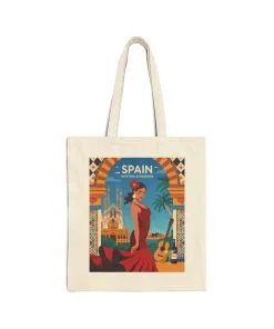 Spanish Rhythm Canvas Tote Bag, Eco-Friendly Shopper, Travel Essentials, Gift for Travelers, Sustainable Fashion