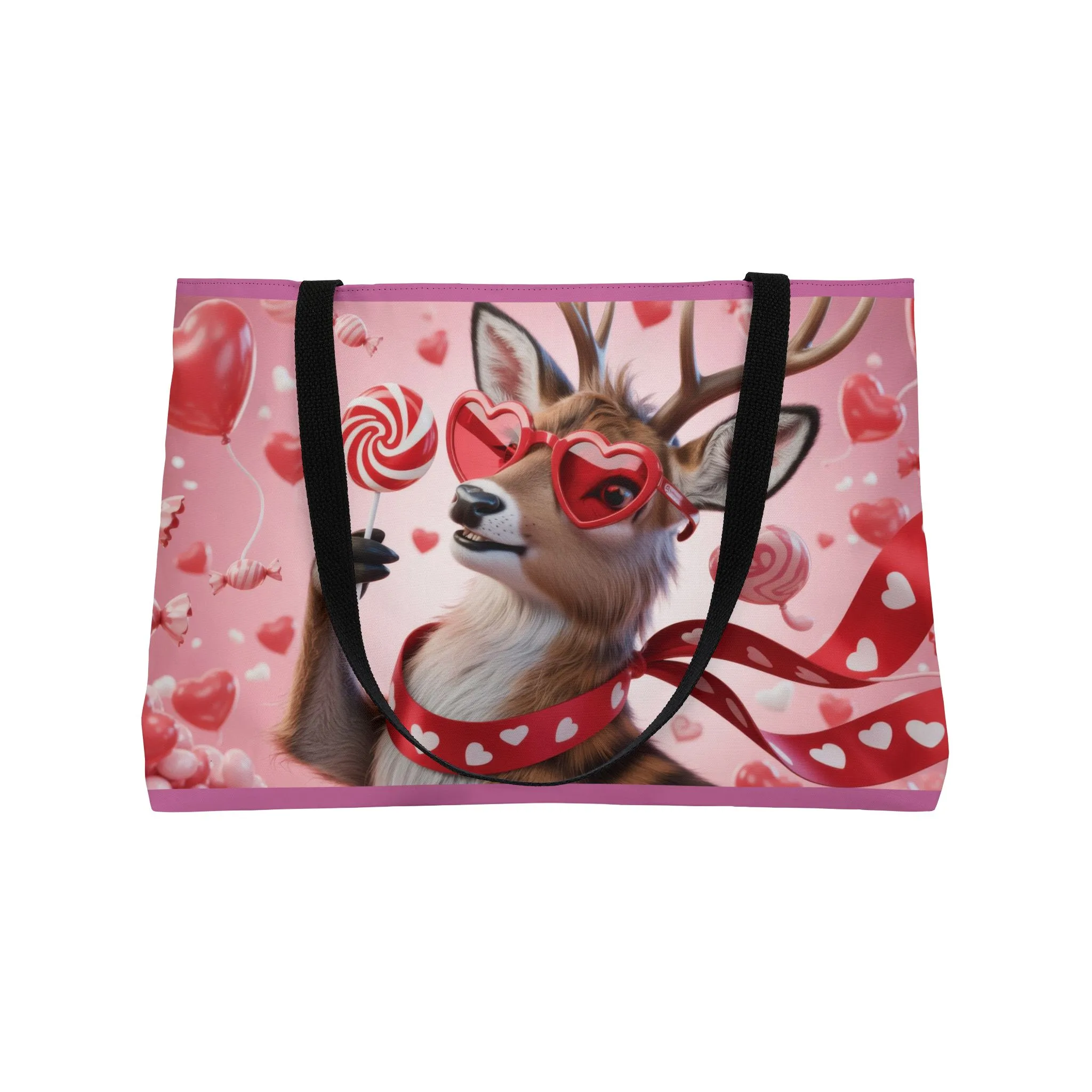 Valentine's Day Weekender Tote Bag, Cute Animal Tote, Gifts for Her, Reusable Shopping Bag, Travel Bag, Everyday Use - Image 3