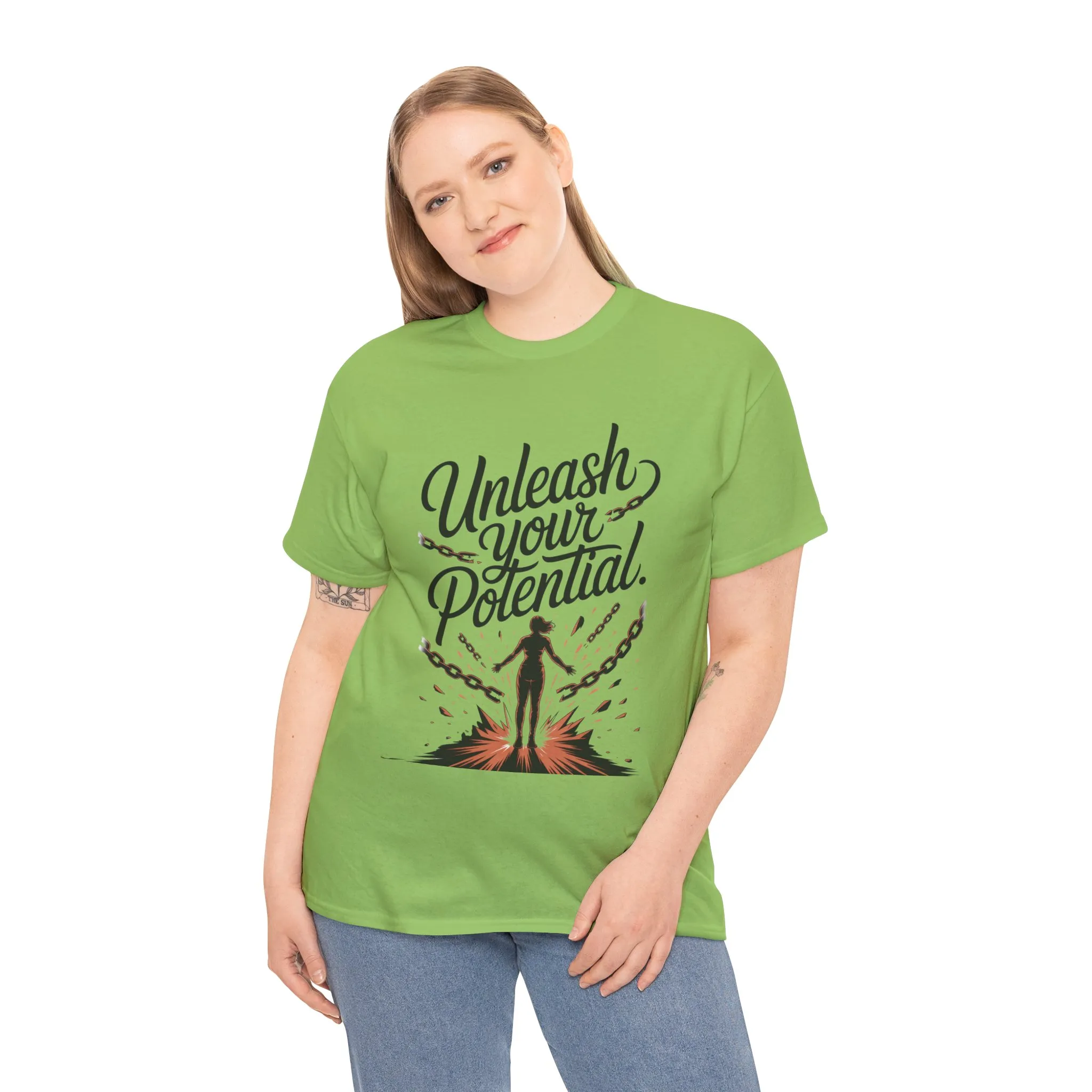 Unleash Your Potential Women's Tee, Motivational T-Shirt, Inspirational Cotton Tee, Gift for Gym Lovers, Positive Energy Top