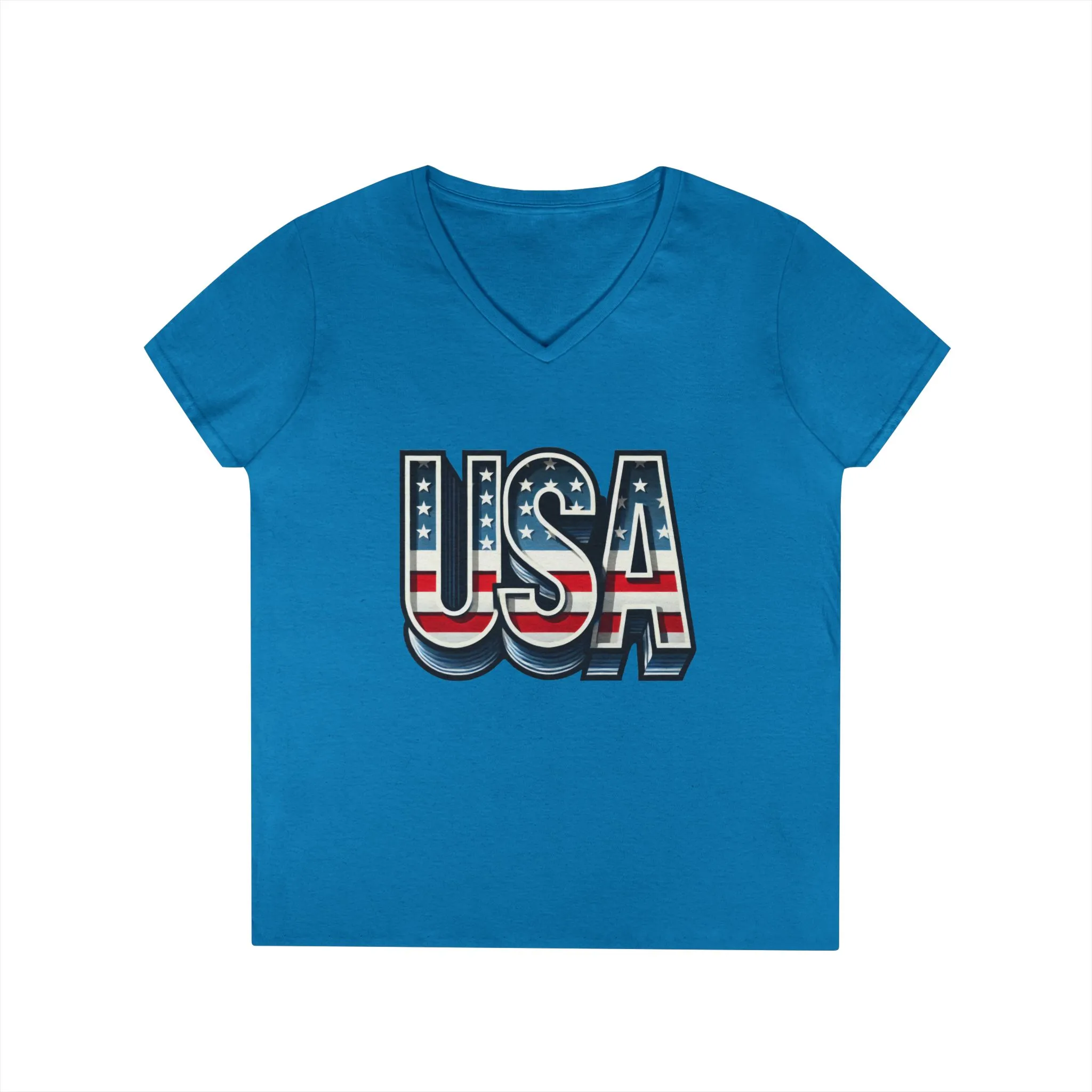 USA Patriotic V-Neck T-Shirt for Ladies, July 4th Celebration Tee, Casual Summer Shirt, Graphic Tee - Image 13