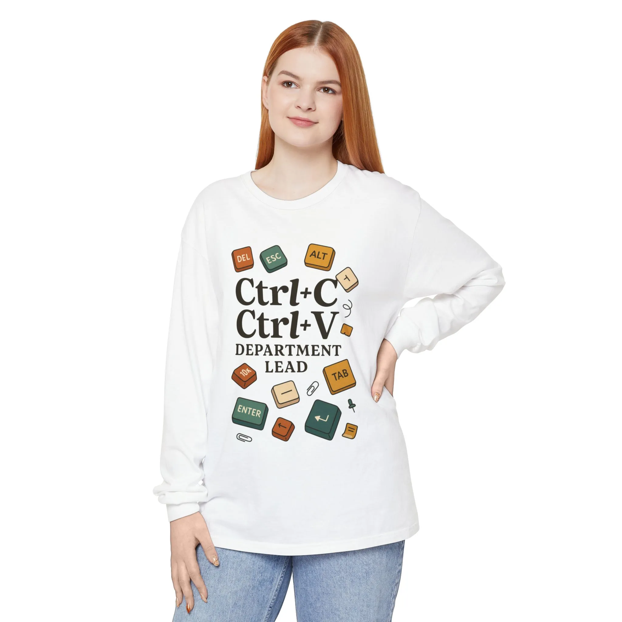 Graphic Long Sleeve Tee, Ctrl+C Ctrl+V Department Lead, Funny Office Humor Shirt, Programmer Gift, Tech Nerd Tee, IT Department Apparel - Image 6