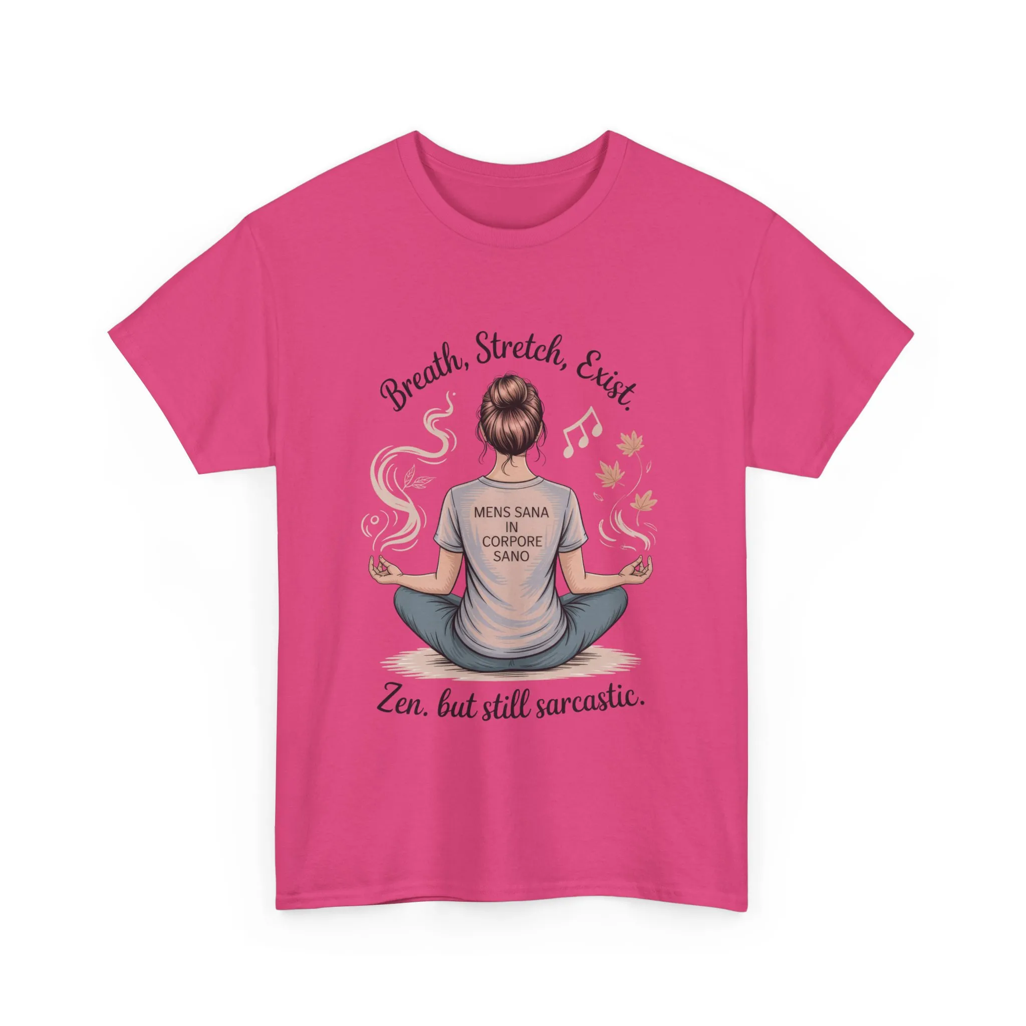 Zen Sarcasm Women s Heavy Cotton Tee, Breath Stretch Exist Shirt, Gift for Yoga Lovers, Relaxation Tee, Funny Meditation Top, Relaxation Tee - Image 27