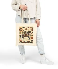 Warrior Within Cotton Canvas Tote Bag, Boho Tote, Eco-Friendly Bag, Gift for Her, Travel Accessory, Art Print Bag