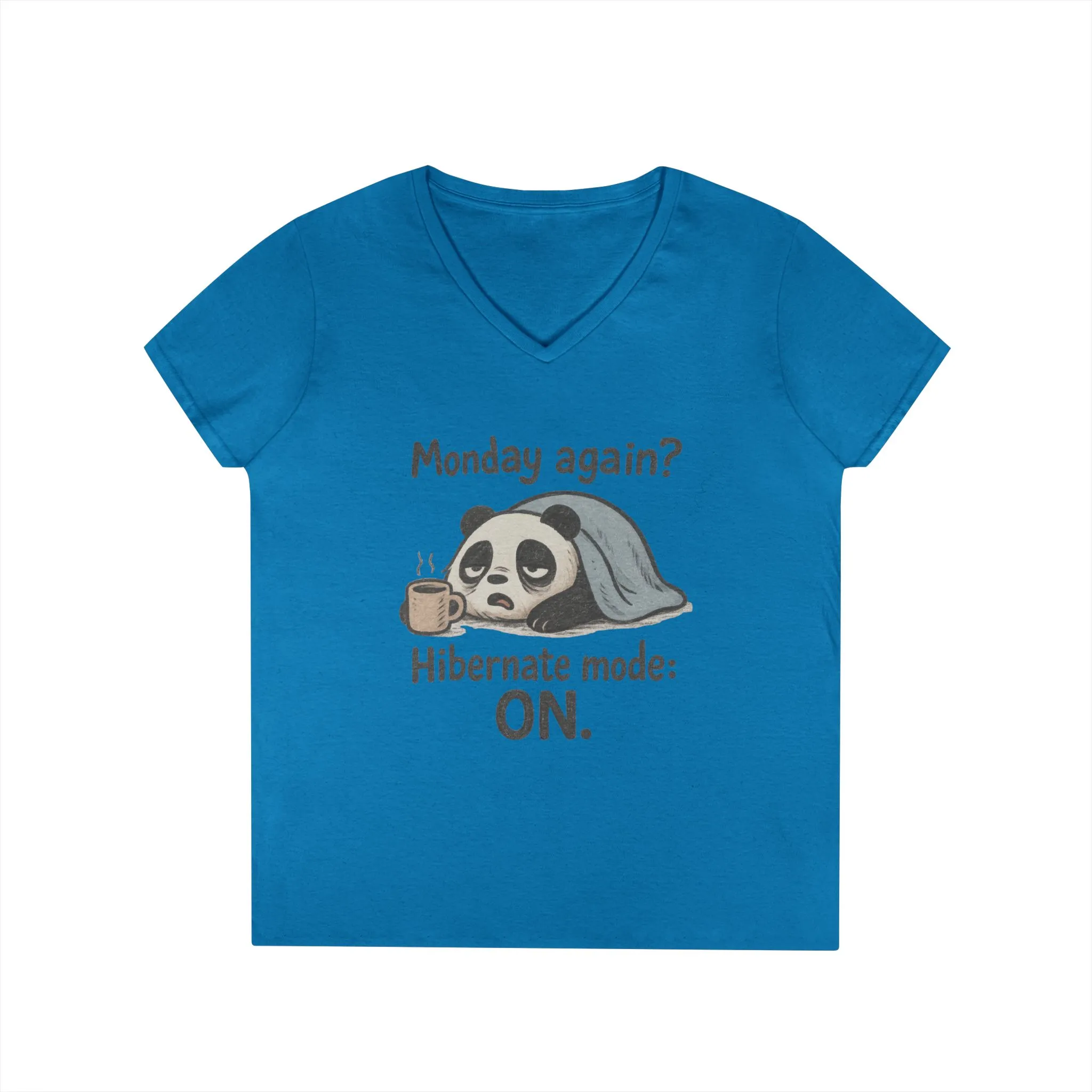 Panda V-Neck T-Shirt - Perfect for Lazy Days, Hibernation Mode, Casual Wear, Gift for Her, Weekend Comfort Clothing, Monday Syndrome - Image 10