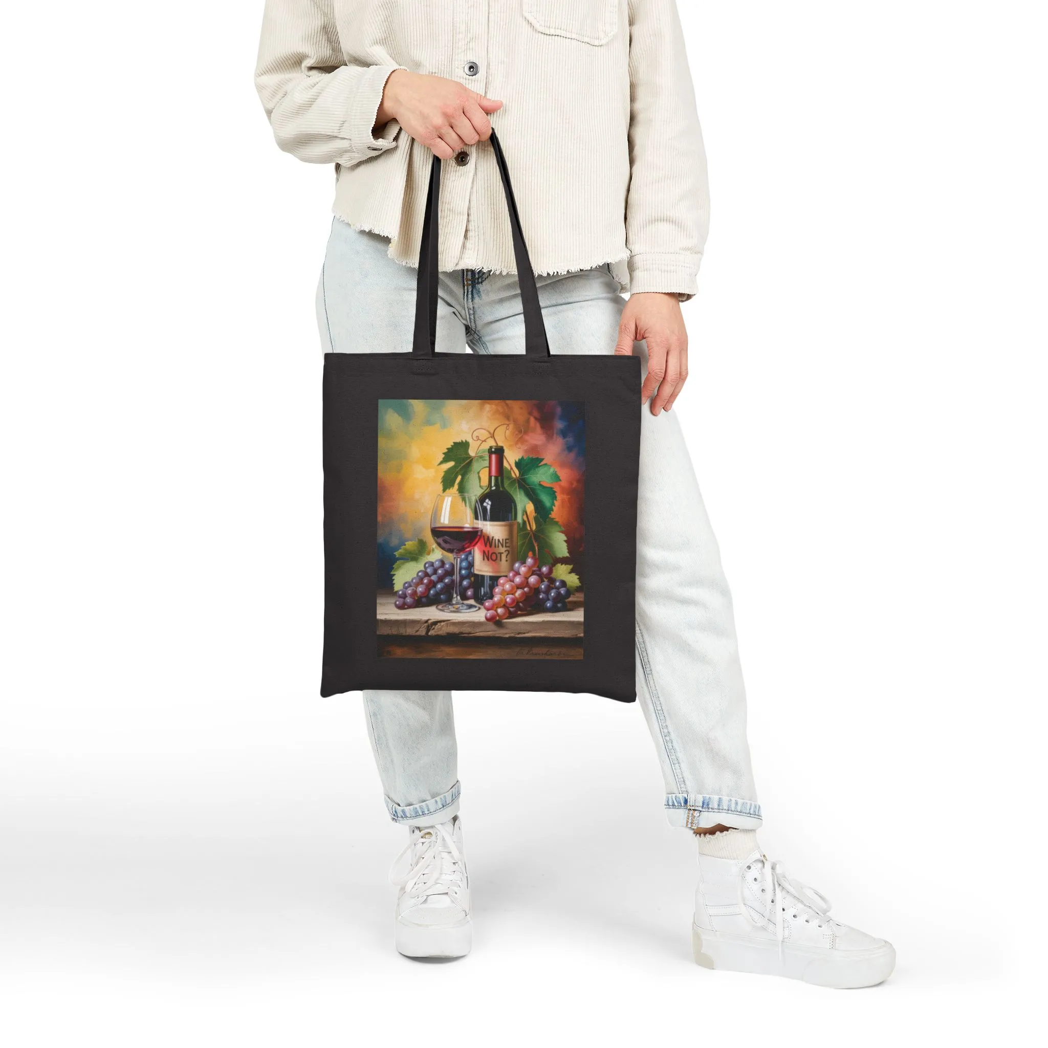 Wine Not Canvas Tote Bag, Eco-Friendly Grocery Bag, Wine Lover Gift, Reusable Shopping Tote, Vintage Art Design, Perfect for Every Occasion - Image 6