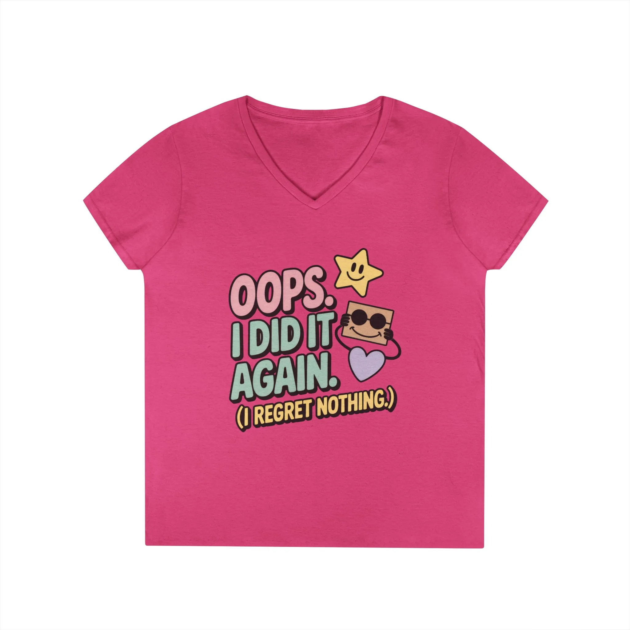 Oops! I Did It Again Ladies' V-Neck T-Shirt, Fun Casual Tee, Perfect Gift, Casual Statement Wear, Positive Message Women's T-Shirt - Image 18