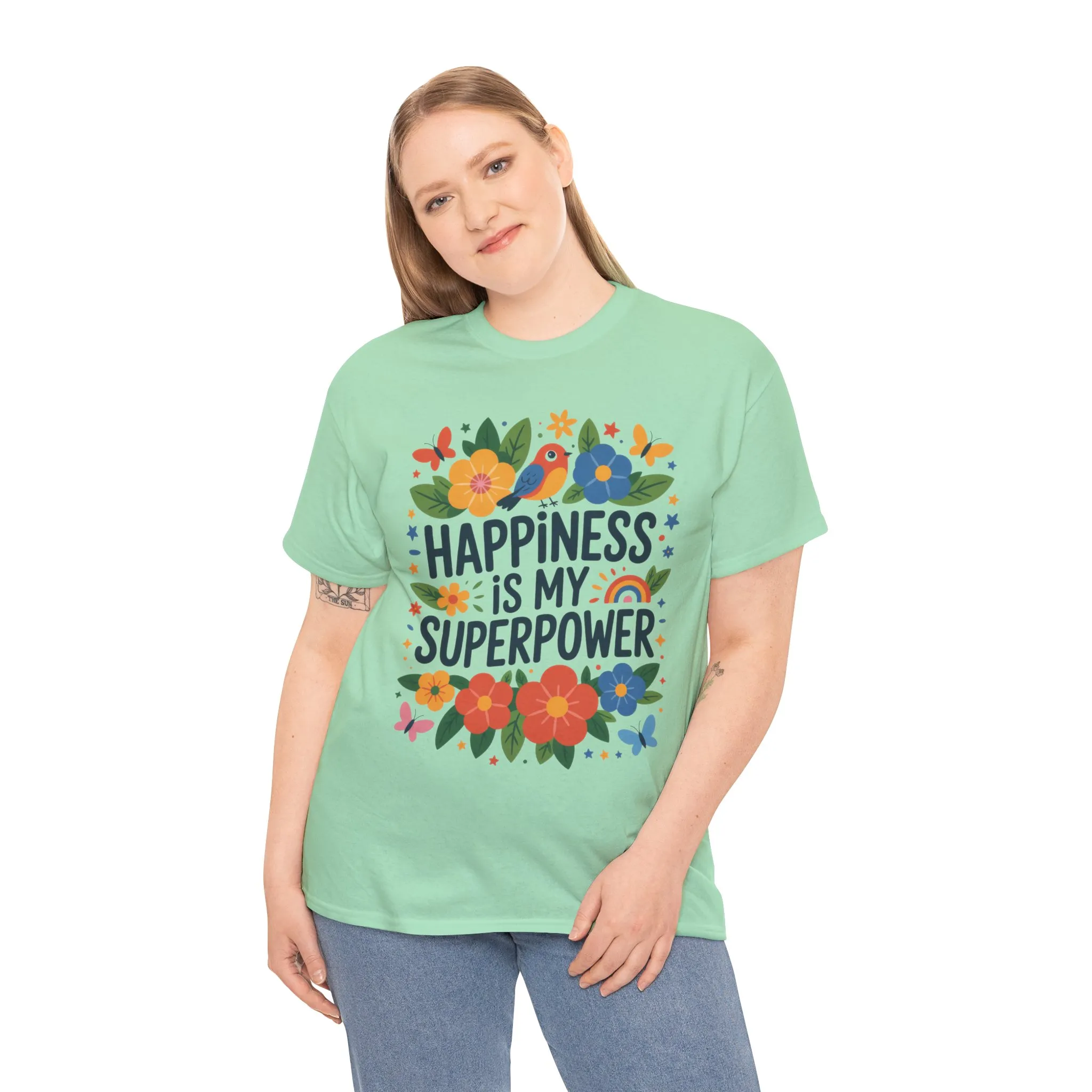 Happiness is My Superpower Tee - Colorful Floral Design, Mother's Day, Self-Expression, Positive Vibes Shirt, Joyful Statement Tee - Image 32