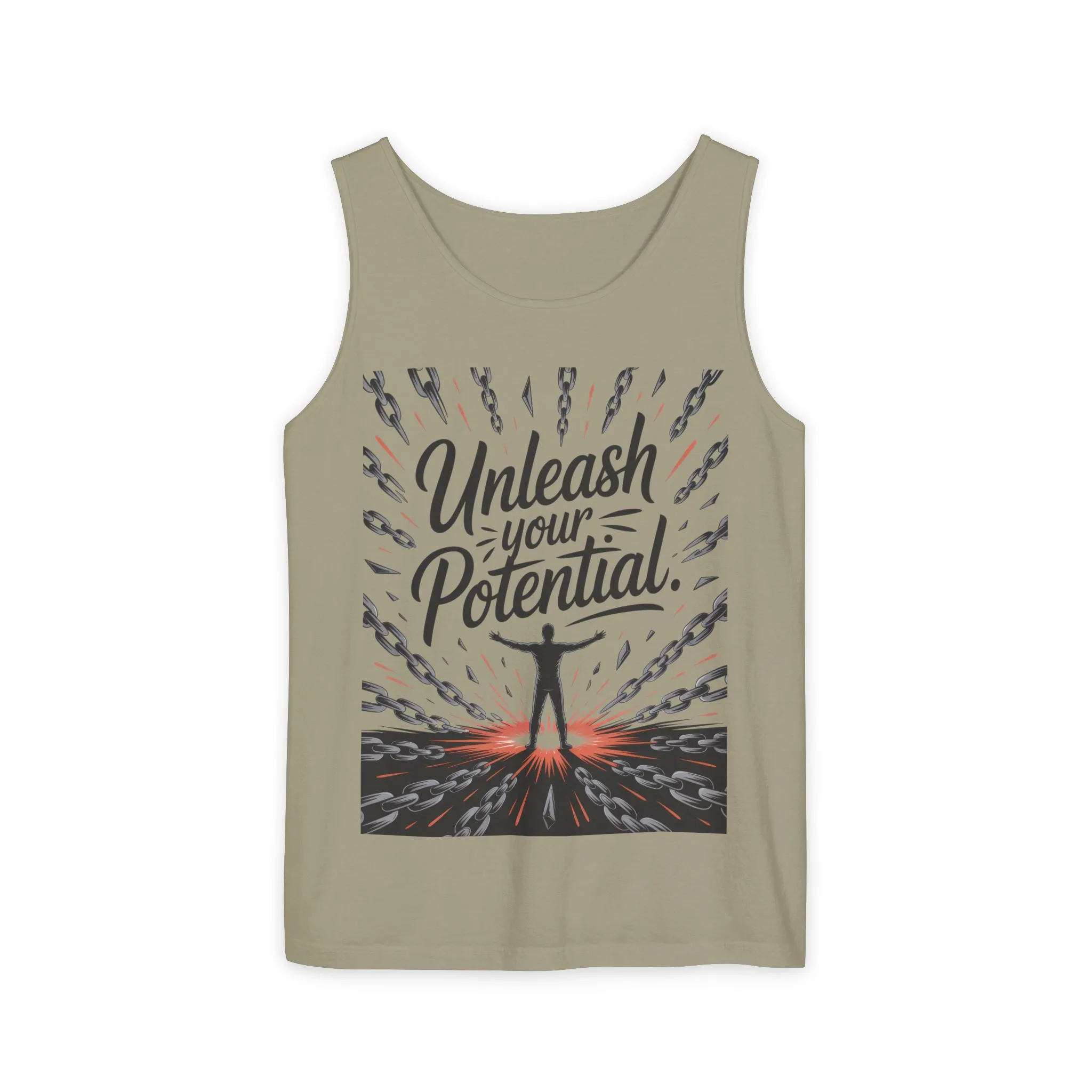 Men s Motivational Tank Top, Unleash Your Potential Graphic, Inspirational Gym Wear, Fitness Apparel, Summer Top, Gift for Him - Image 4