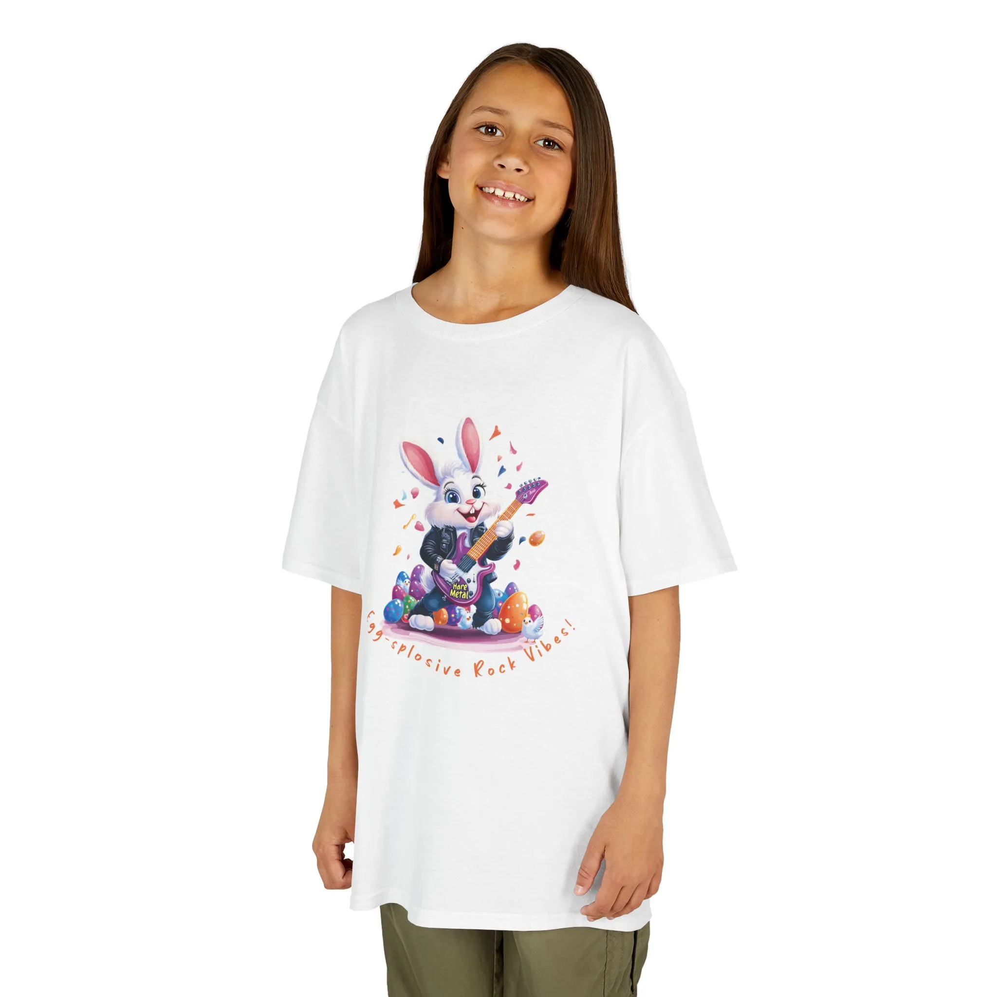 Explosive Rock Vibes Kids Tee - Fun Bunny Graphic T-Shirt for Young Rockstars, Gift for Easter, Rock Star Easter Bunny - Image 4