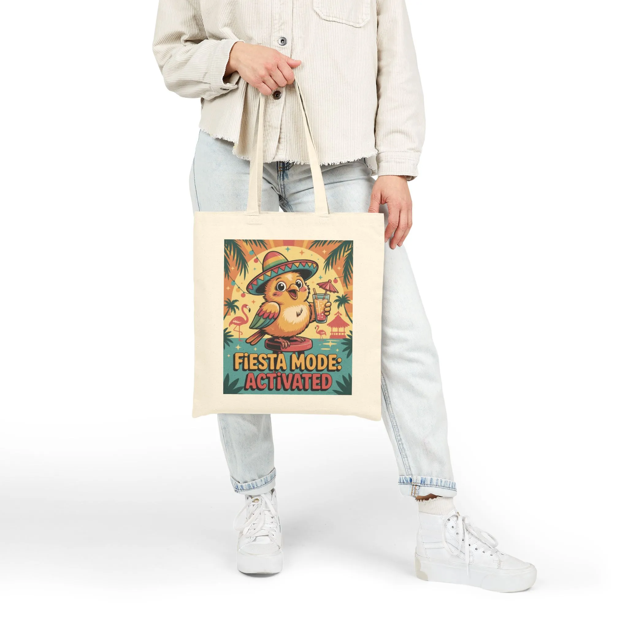 Fiesta Mode Activated Cotton Canvas Tote Bag, Fun Party Accessories, Eco-Friendly Shopping Bag, Summer Vibes Tote, Gift for Friends - Image 3