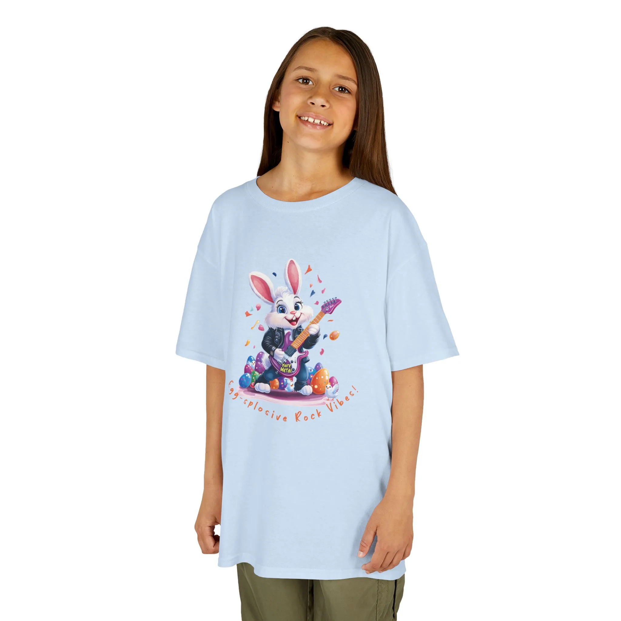Explosive Rock Vibes Kids Tee - Fun Bunny Graphic T-Shirt for Young Rockstars, Gift for Easter, Rock Star Easter Bunny - Image 10