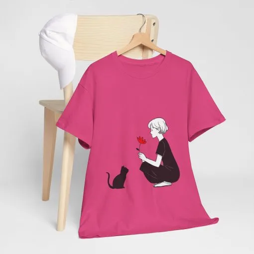 Cat Lover's Heavy Cotton Tee, Cute Cat Shirt, Pet Owner Gift, Animal Lover Apparel, Birthday Gift for Her, Women's Cotton T-Shirt, Cat Lover - Image 3