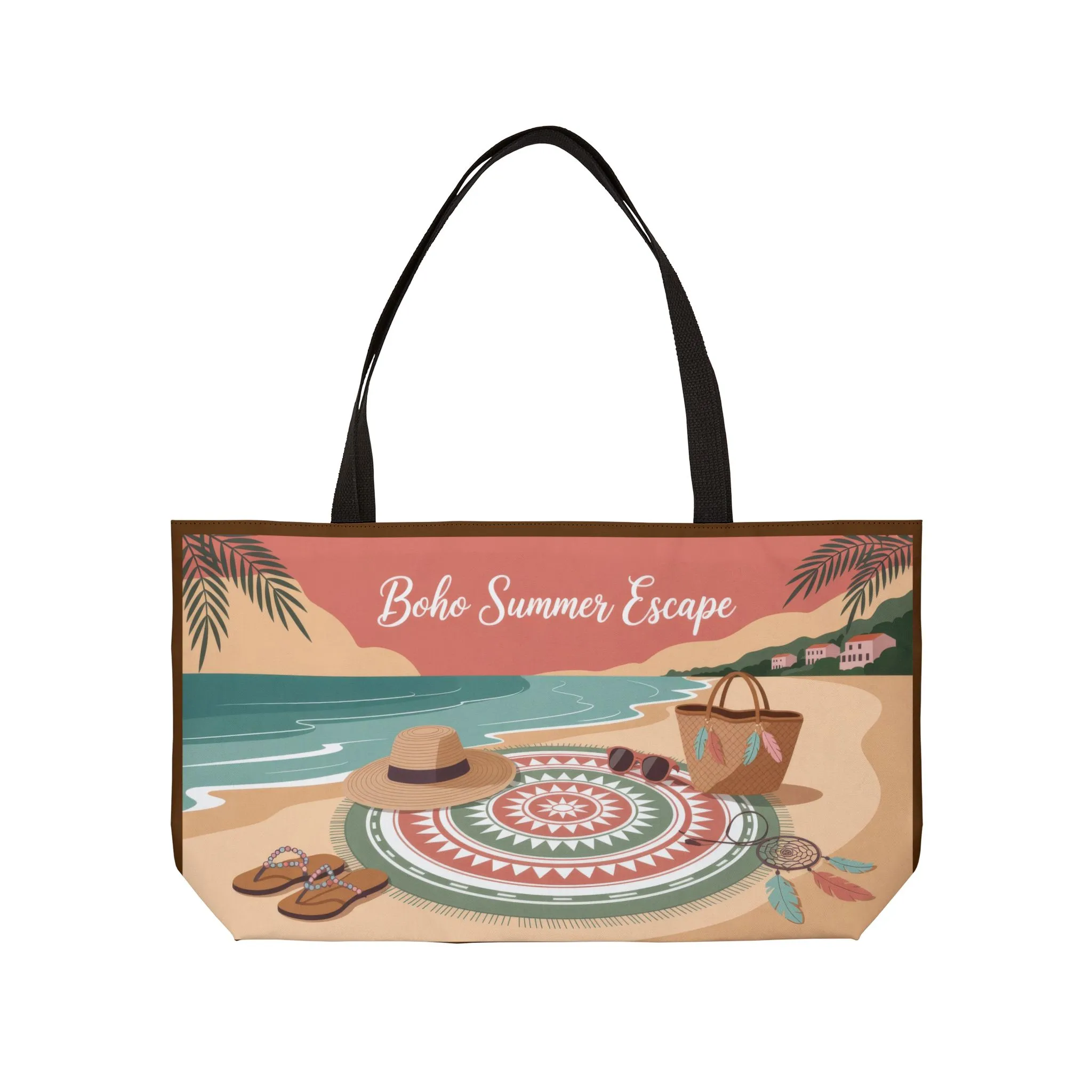 Boho Summer Escape Weekender Tote Bag , Perfect for Beach Days, Travel Tote Bag, beach bag - Image 2