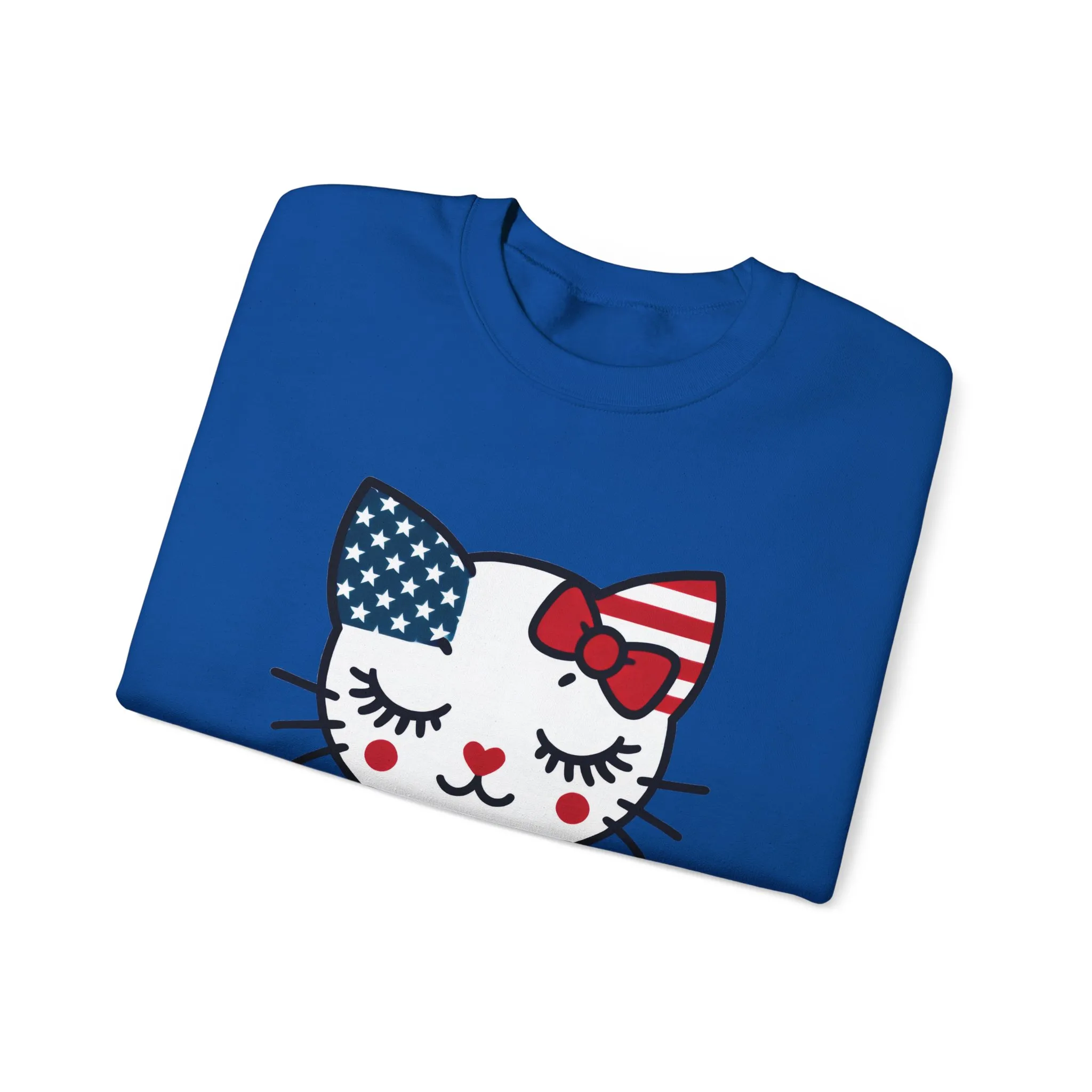 Cute Cat American Flag Sweatshirt, Women's Crewneck, Perfect for 4th of July, Women's Casual Wear, Cat Lovers Gifts - Image 26