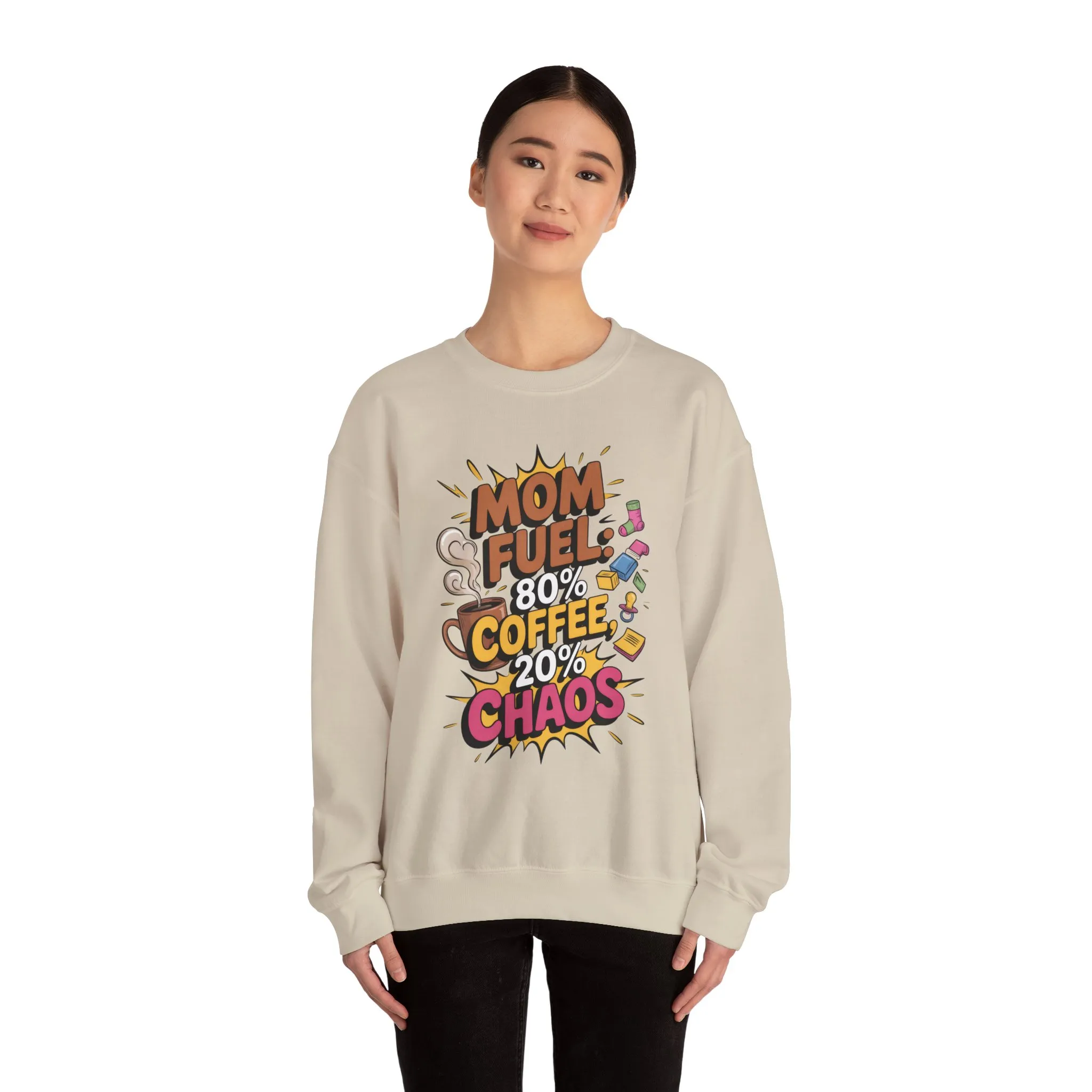 Funny Mom Fuel Sweatshirt, Perfect Gift for Moms, Chaos & Caffeine, Mother's Day Apparel, Funny Tired Mom Life Sweatshirt, Coffee Loving Mom - Image 5