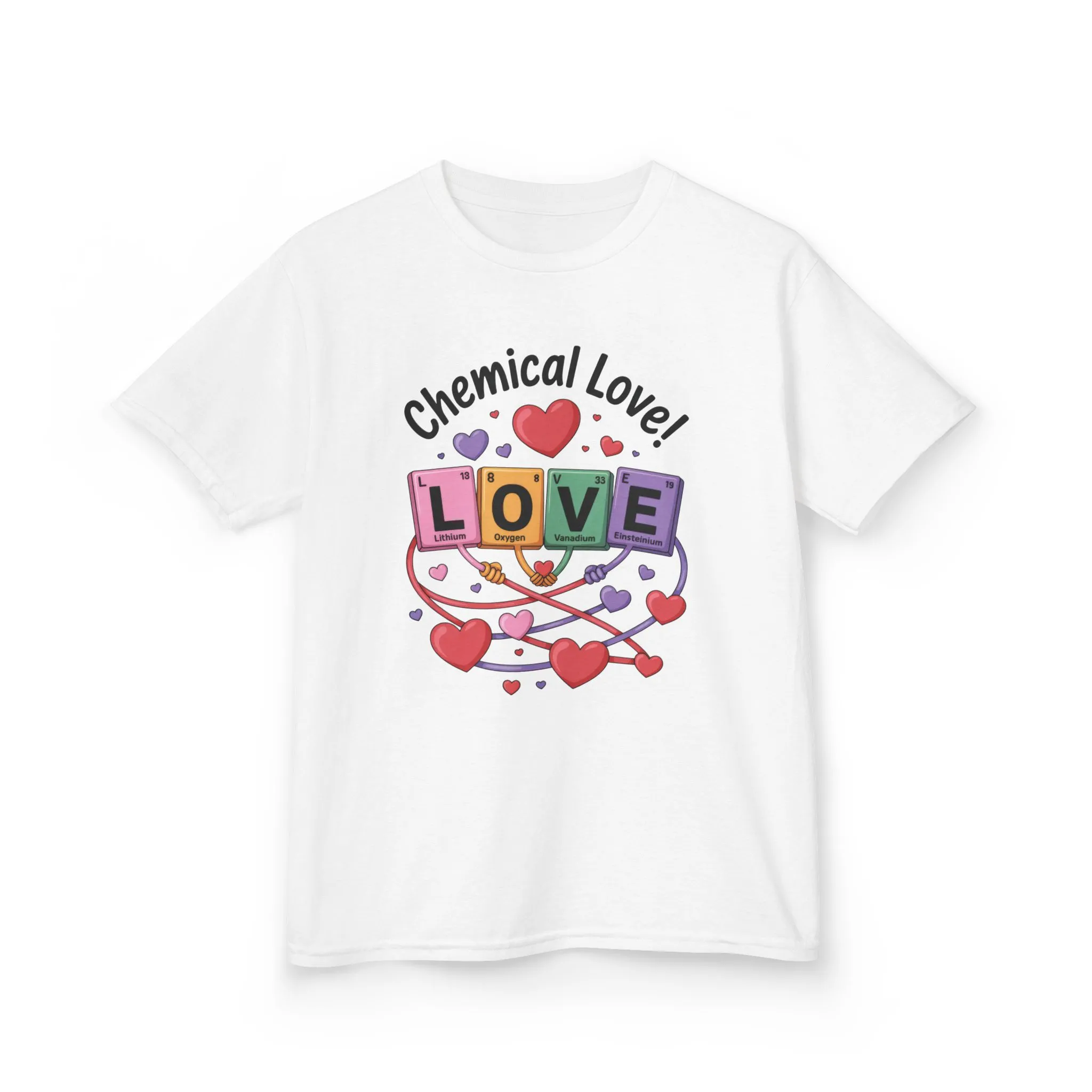 Kids Love Chemistry Girl Tee, Cute Gift for Science Lovers, Valentines Day, Fun Classroom Wear, Adorable Kids Shirt, Colorful Kids Apparel - Image 3