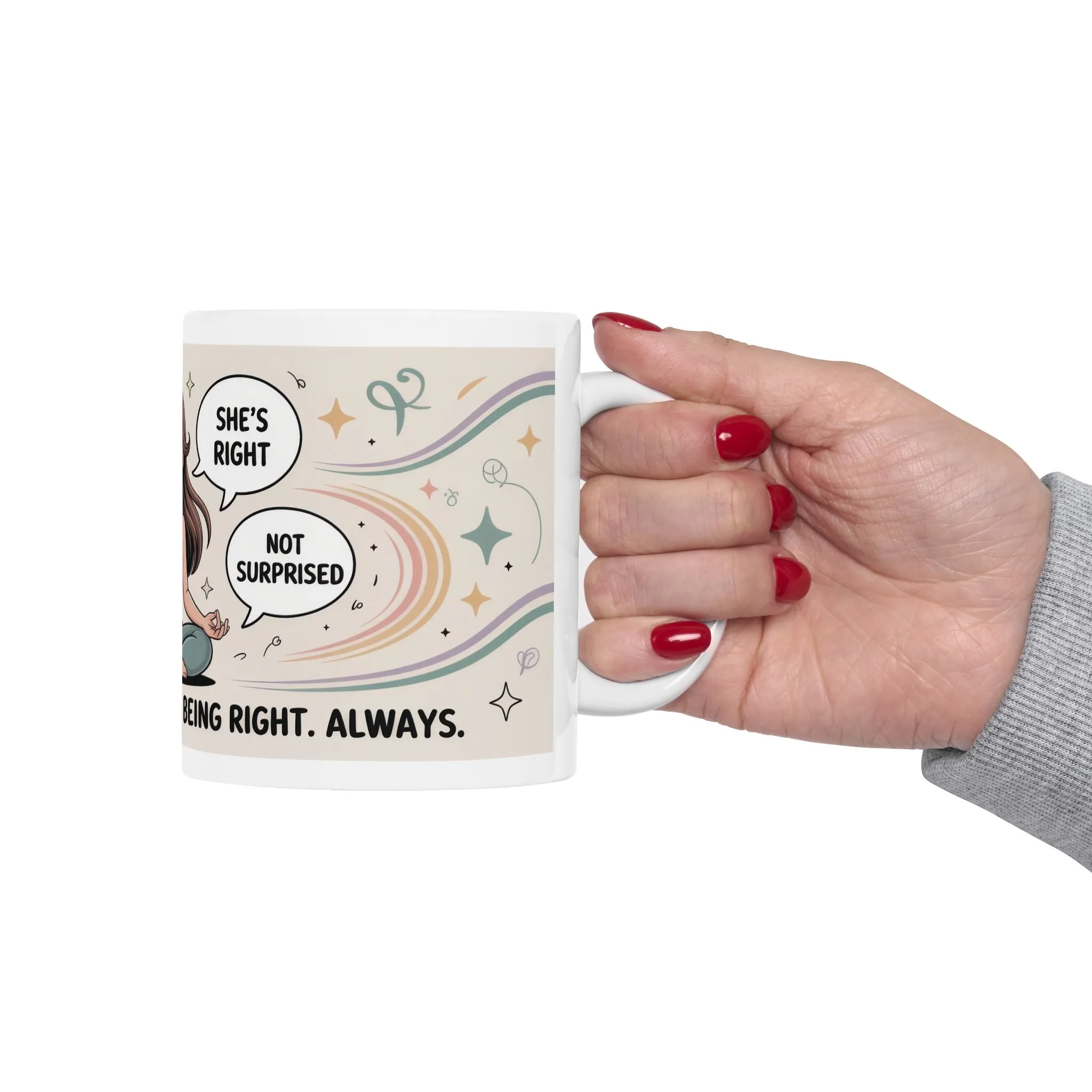 Funny Yoga Mug, Meditation Mug, Inner Peace Comes from Being Right, Confident Woman Coffee Cup, Self Love Gift, Empowering Humor Mug for Her - Image 6
