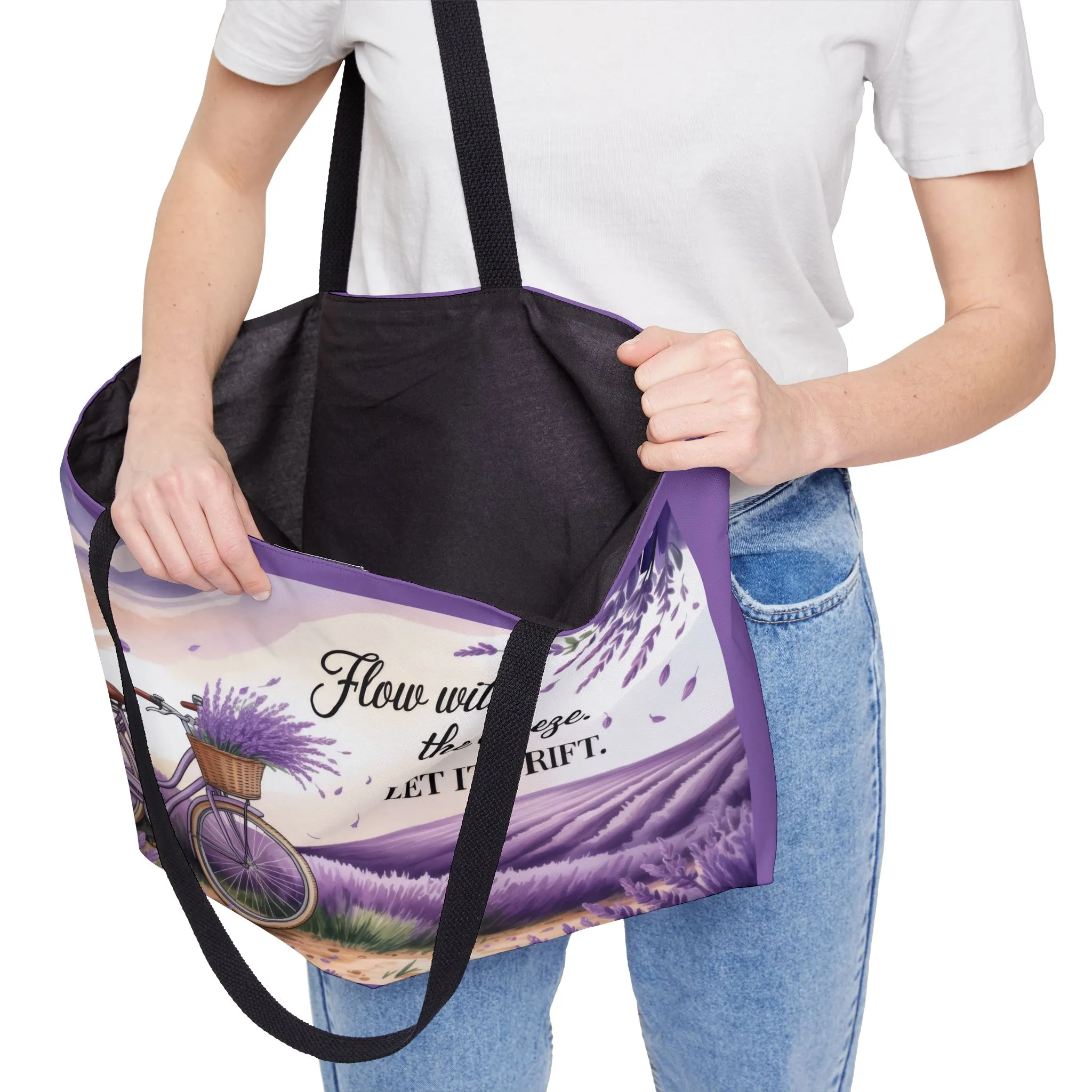 Lavender Bicycle Weekender Tote Bag, Relaxed, Stylish Beach Bag, Travel Accessory, Gift for Her, Summer Outing Essential - Image 2