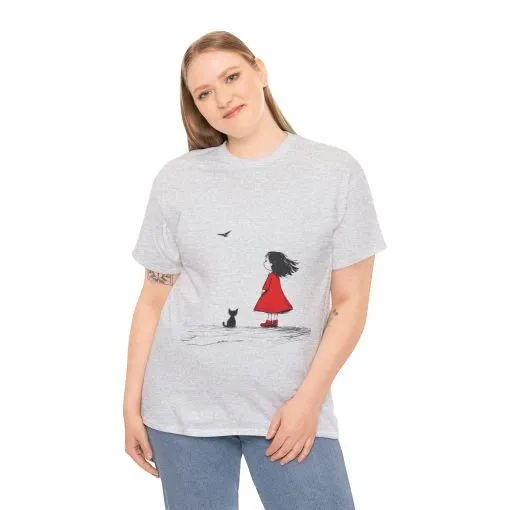 Cat Lover Tee, Cute Graphic T-Shirt, Cat & Girl Design, Gift for Cat Owners, Casual Stylish Unisex Cotton Shirt, Women's Cotton T-Shirt - Image 5