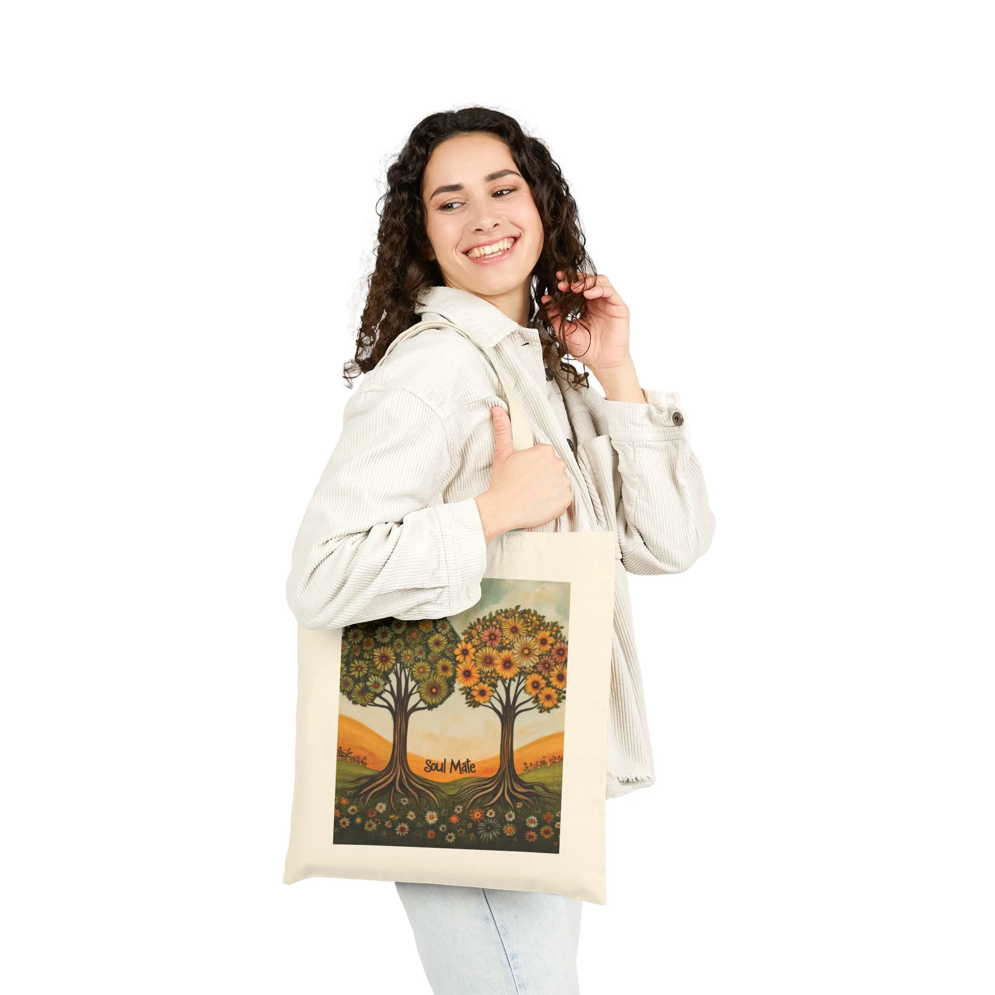 Soul Mate Canvas Tote Bag, Eco-Friendly Shopping Bag, Gift for Friends, Beach Tote, Artwork Design, Reusable Bag - Image 2