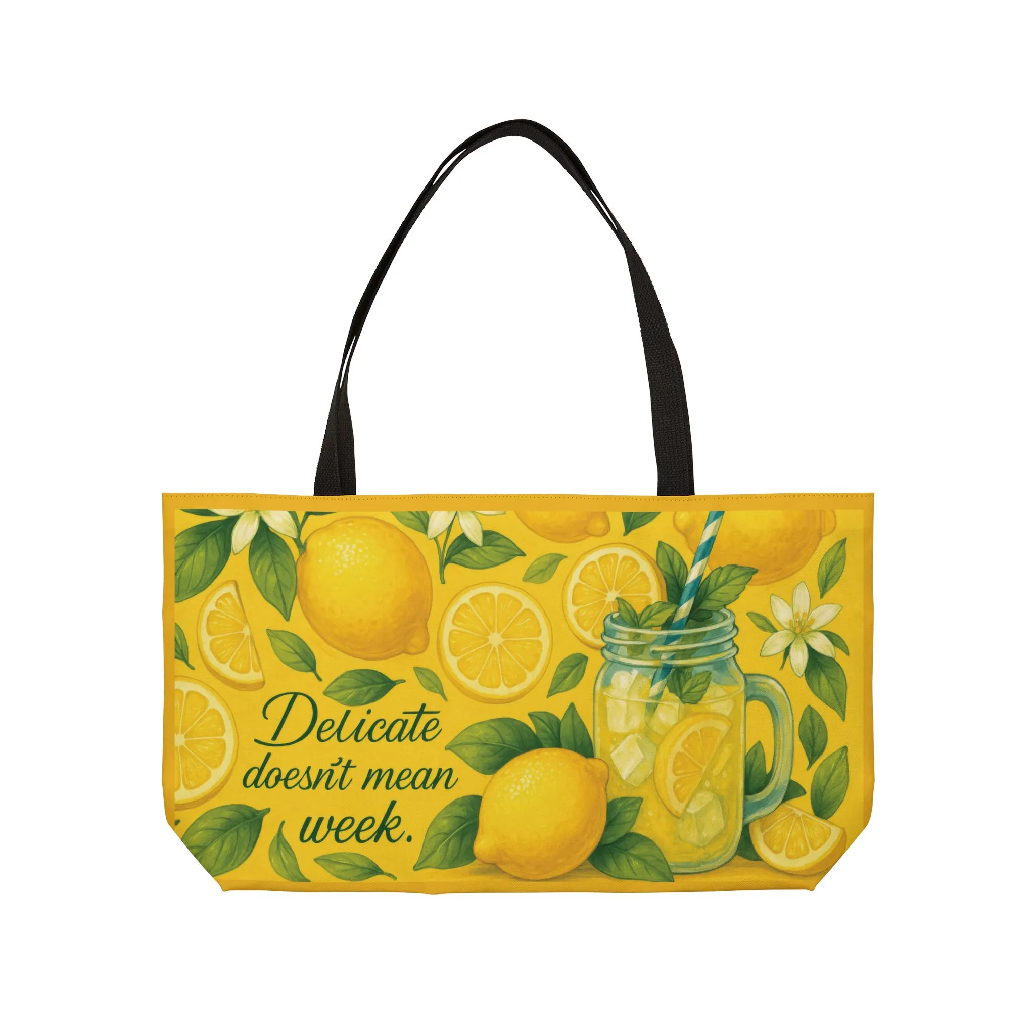 Bright Lemon Weekender Tote Bag, Summer Travel Bag, Beach Bag, Picnic Tote, Eco-Friendly Shopping Bag, Fun Gift Idea - Image 6