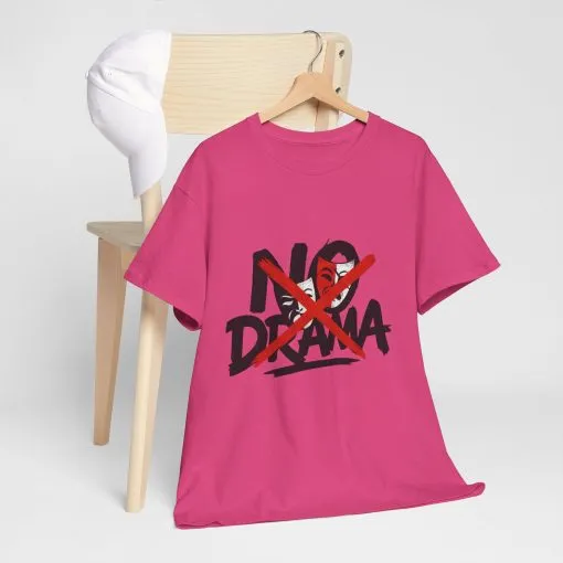 No Drama Unisex Heavy Cotton Tee, Casual Shirt, Gift for Friends, Relaxed Fit, Comfort Wear, Everyday Style - Image 24