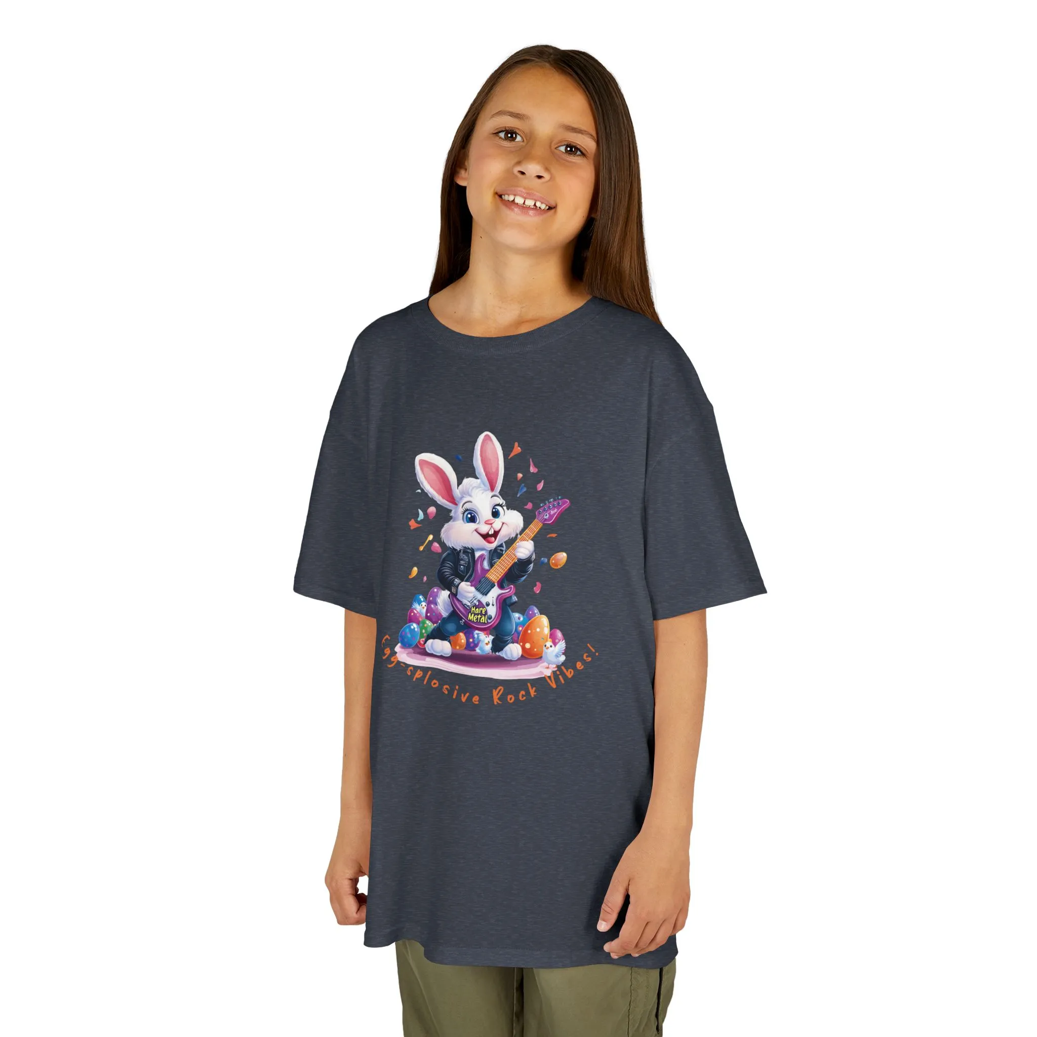 Explosive Rock Vibes Kids Tee - Fun Bunny Graphic T-Shirt for Young Rockstars, Gift for Easter, Rock Star Easter Bunny - Image 16