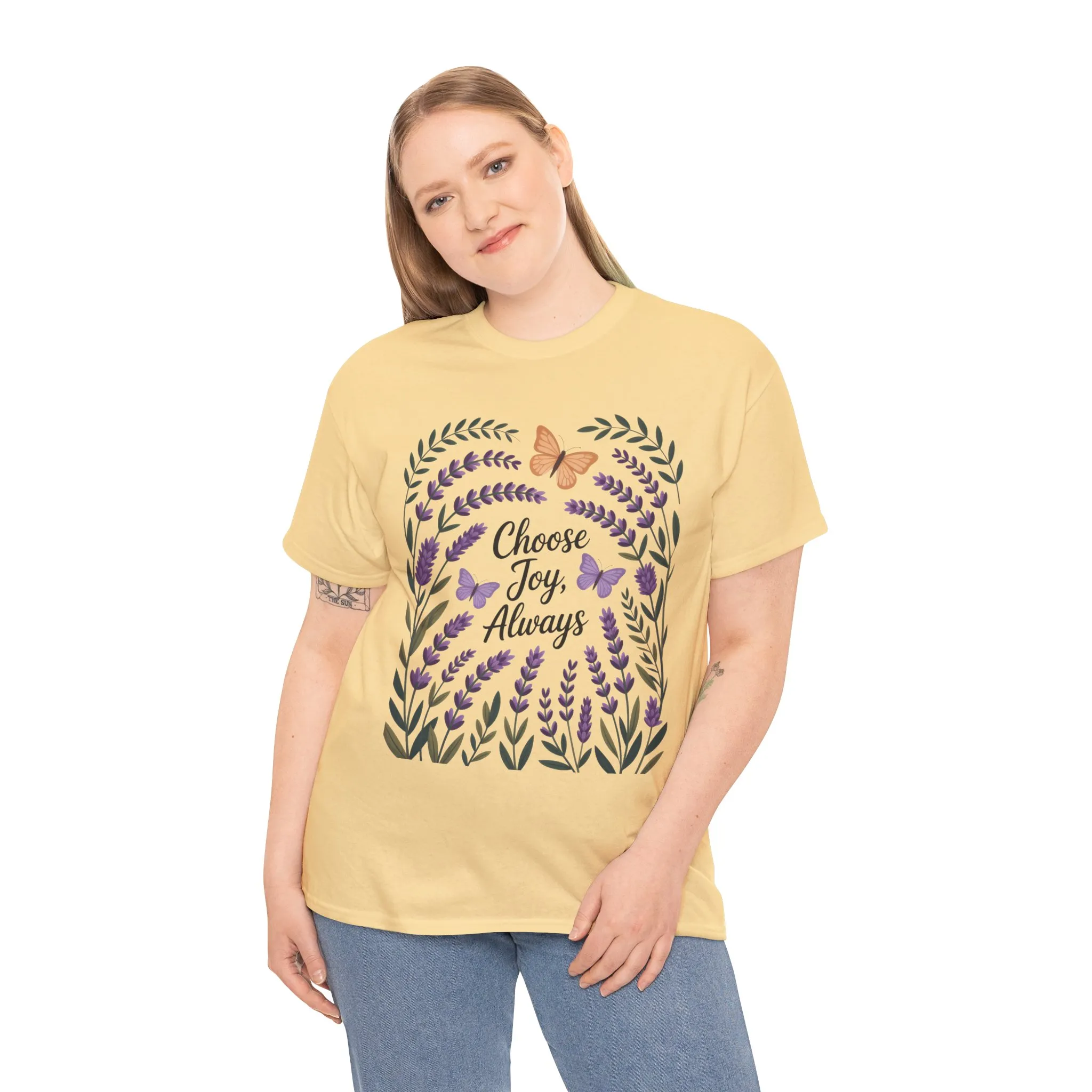 Choose Joy Always Women's Tee, Floral Graphic T-Shirt, Inspirational Gifts, Positive Vibes Apparel, Nature Lover's Gift, Lavender Printed - Image 29