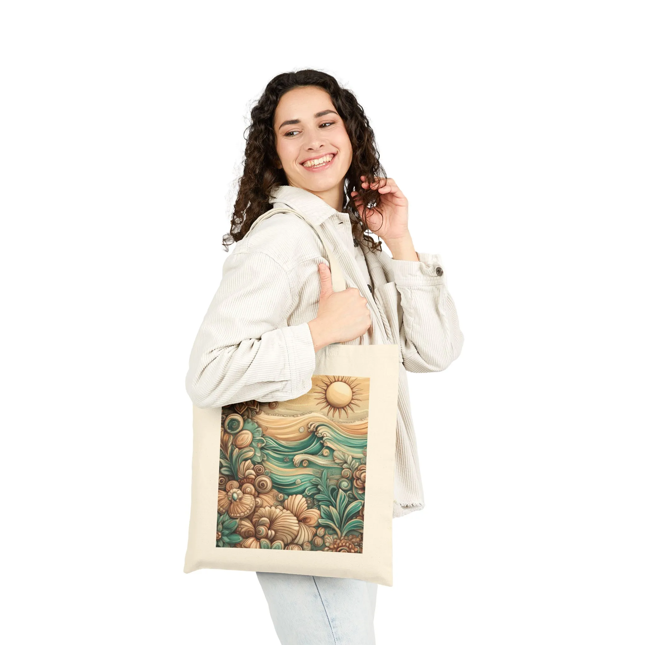 Bohemian Tote Bag, Eco-Friendly Cotton Canvas Bag, Beach Tote, Shopping Bag, Gift for Her, Summer Accessory - Image 2