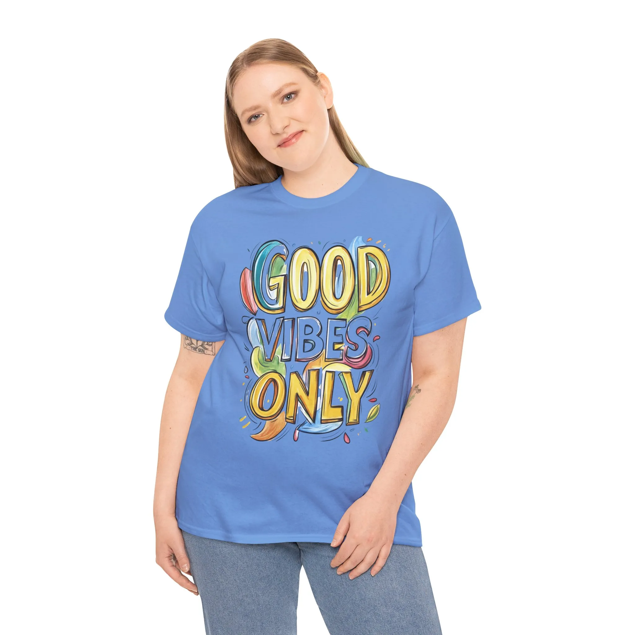 Good Vibes Only Women's Heavy Cotton Tee, Positive Energy Shirt, Graphic T-Shirt, Women's Casual Wear, Gift for Friends, Summer Outfit - Image 13