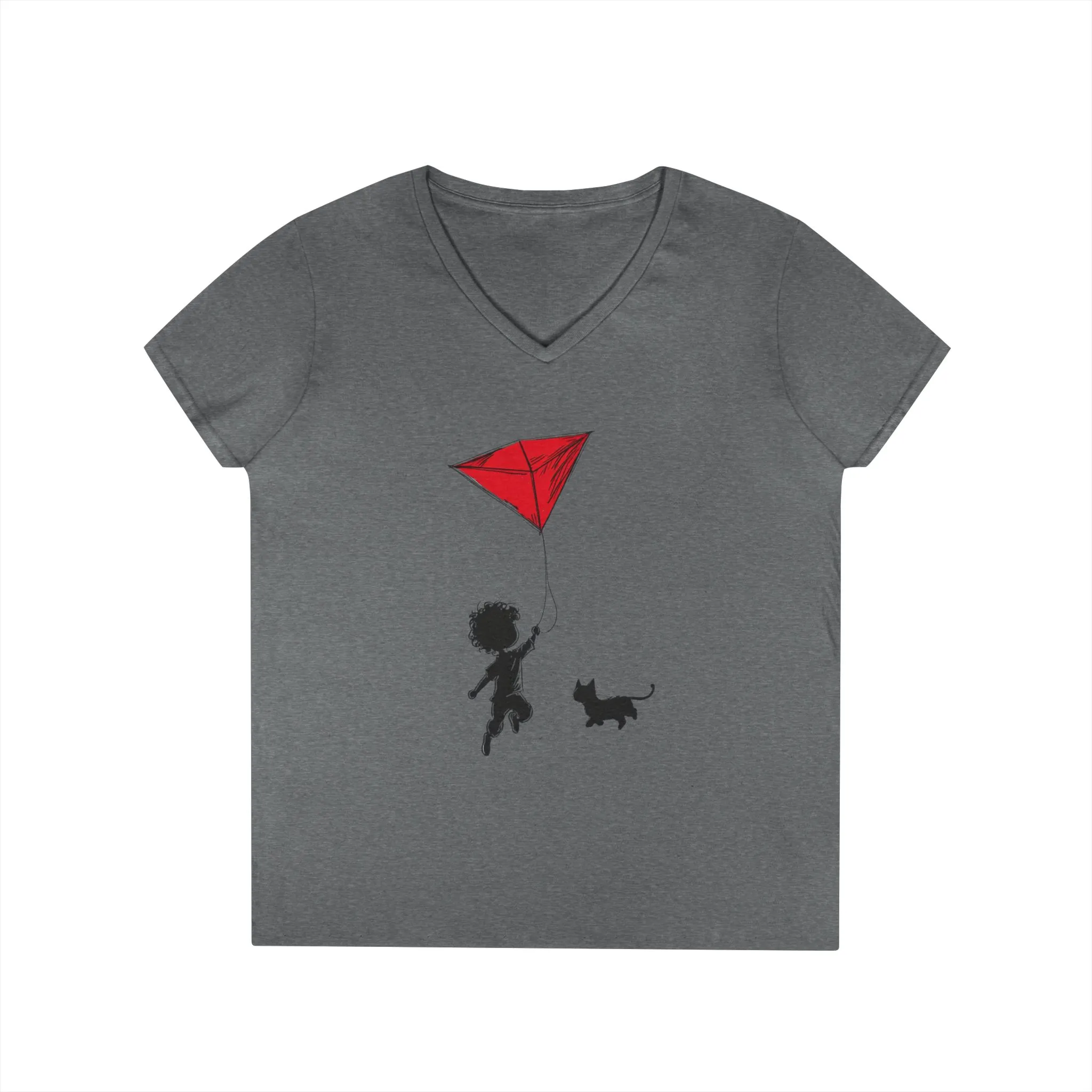 Cat Lover Girls' V-Neck T-Shirt, Gift for Birthday, Cat Lover T-Shirt, Cat Mom Gift, Gift for Kids and Animal Lovers - Image 8